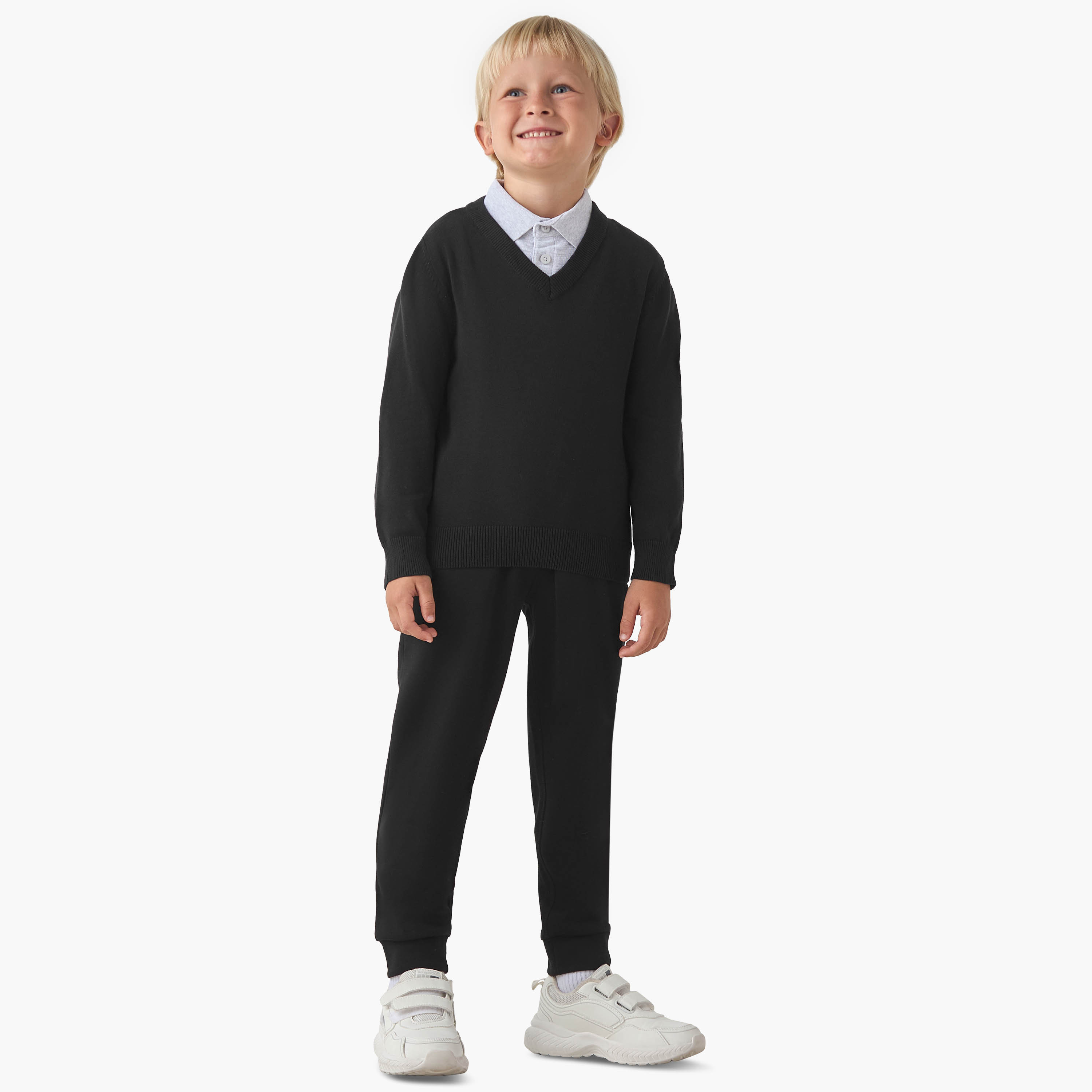 Juniors Solid Joggers with Drawstring Closure-boys-clothing-schoolwear-bottoms-joggers-image-2