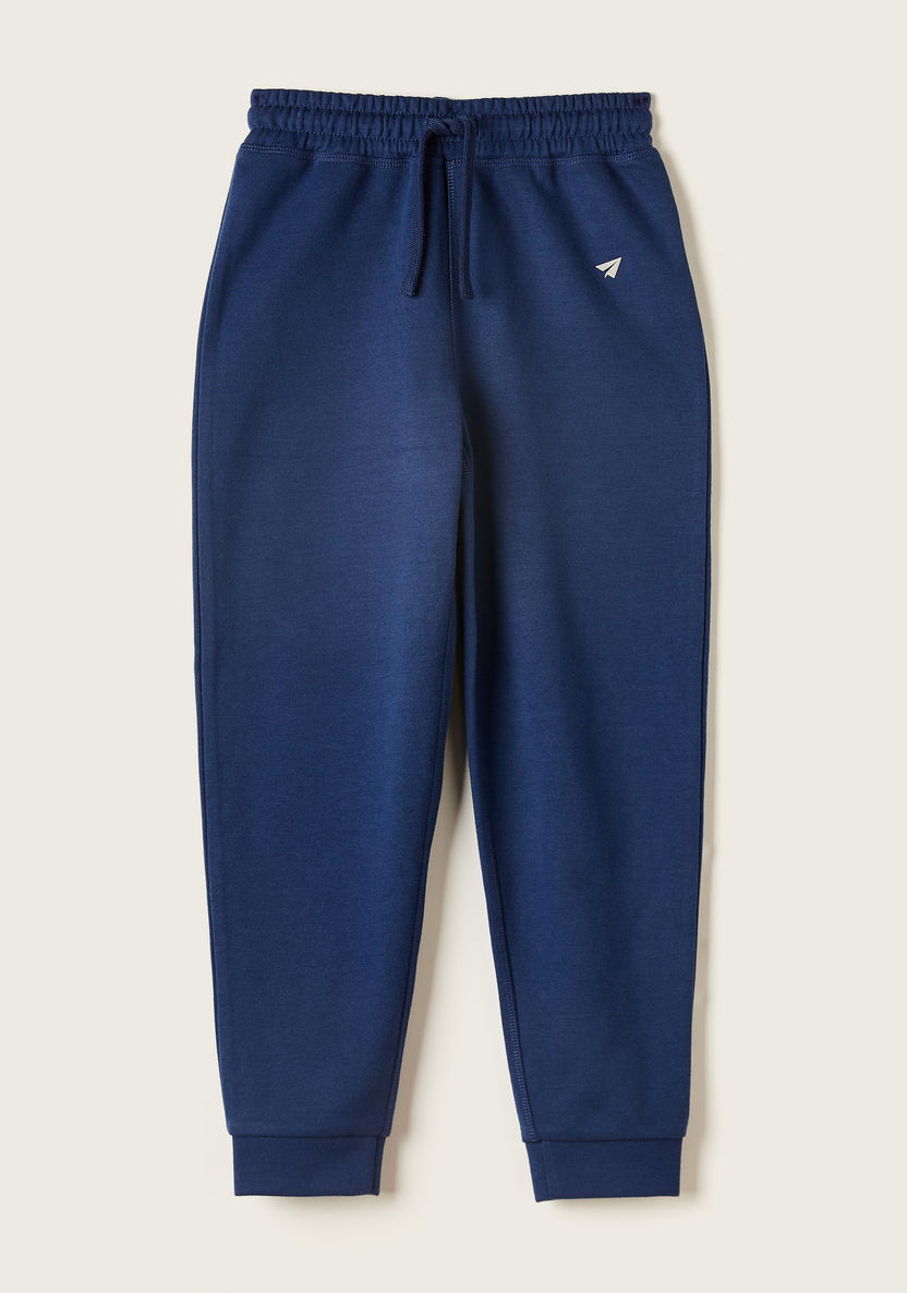 Juniors Solid Joggers with Drawstring Closure-Bottoms-image-0