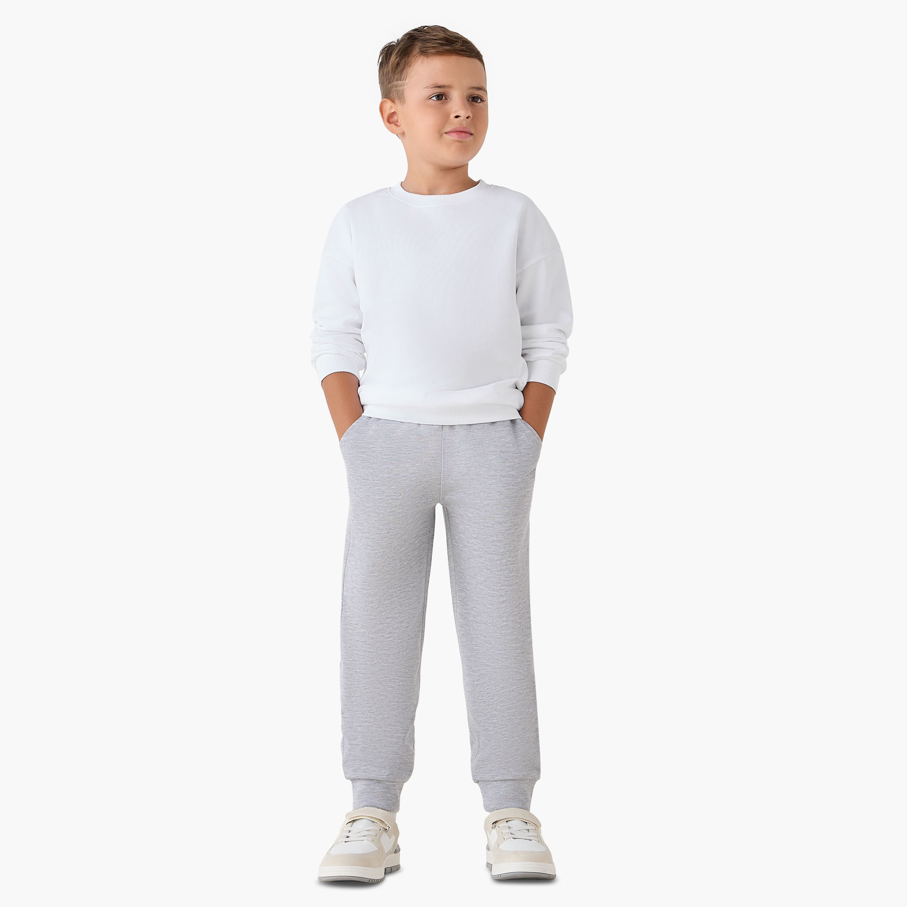 Juniors Solid Joggers with Drawstring Closure-boys-clothing-schoolwear-bottoms-joggers-image-2