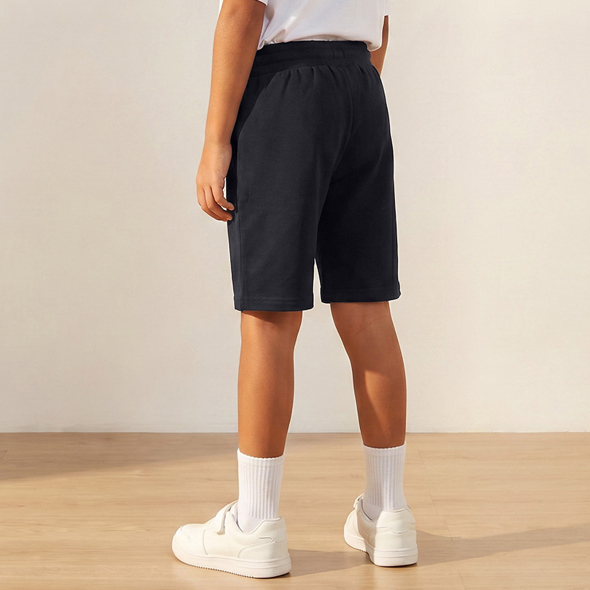 Juniors Solid Shorts with Drawstring Closure and Pockets-boys-clothing-schoolwear-bottoms-shorts-image-3