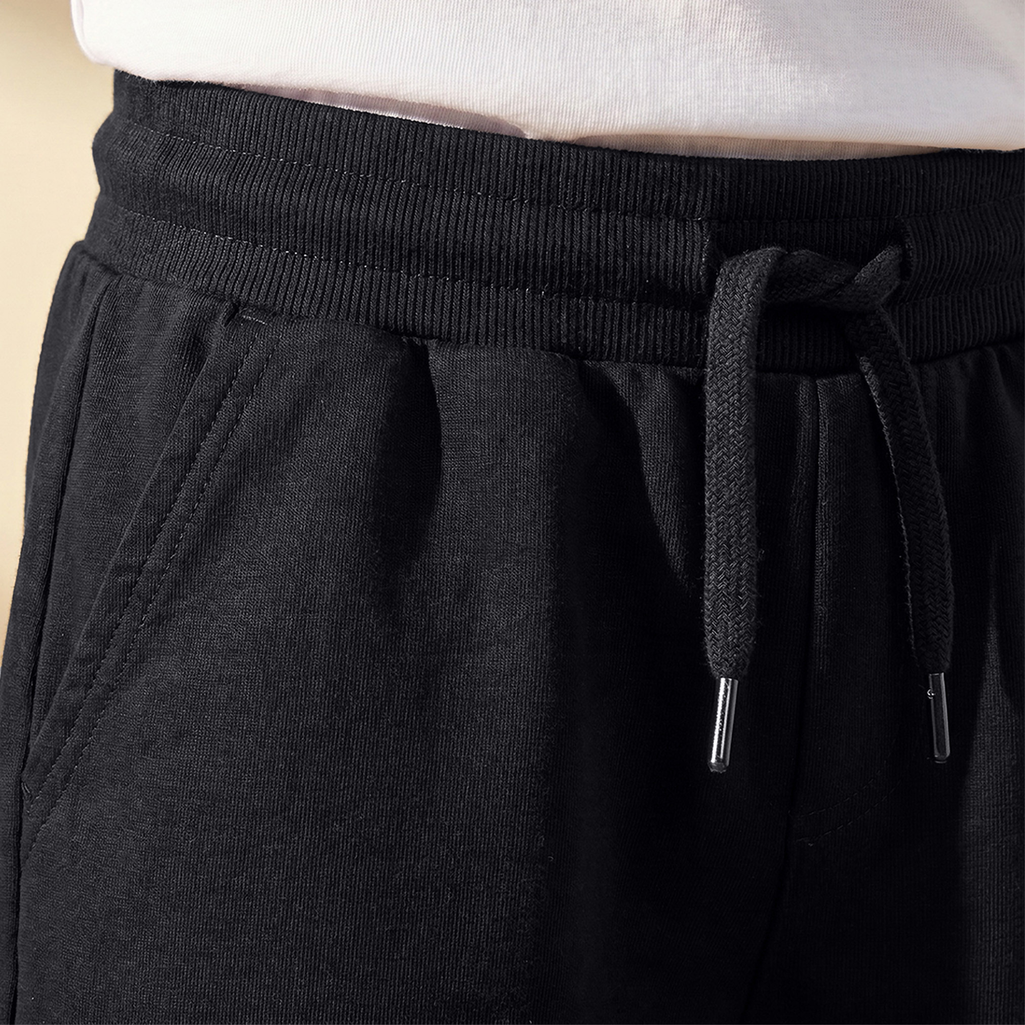 Juniors Solid Shorts with Drawstring Closure and Pockets-boys-clothing-schoolwear-bottoms-shorts-image-5