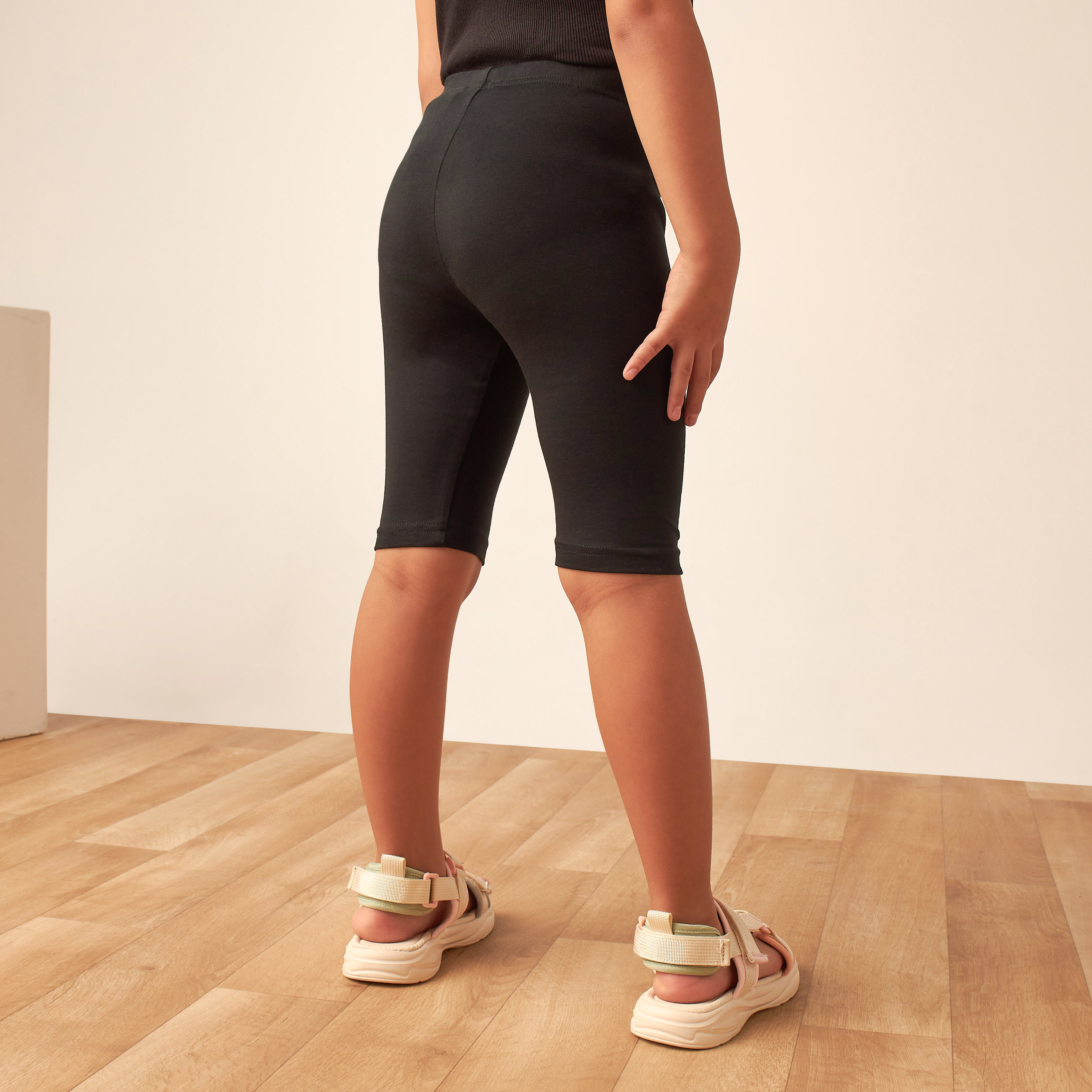 Juniors Solid Shorts with Elasticated Waist-girls-clothing-bottoms-shorts-image-6