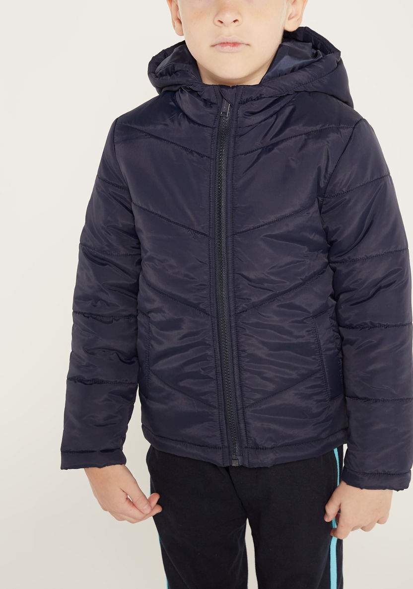 Juniors Hooded Jacket with Long Sleeves and Pockets-Coats and Jackets-image-2