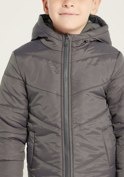 Juniors Hooded Jacket with Long Sleeves and Pockets-Coats and Jackets-image-2