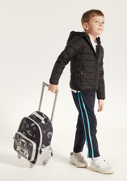 Juniors Quilted Hooded Jacket with Long Sleeves and Pockets