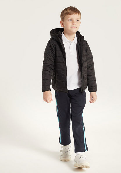 Juniors Quilted Hooded Jacket with Long Sleeves and Pockets-Coats and Jackets-image-1