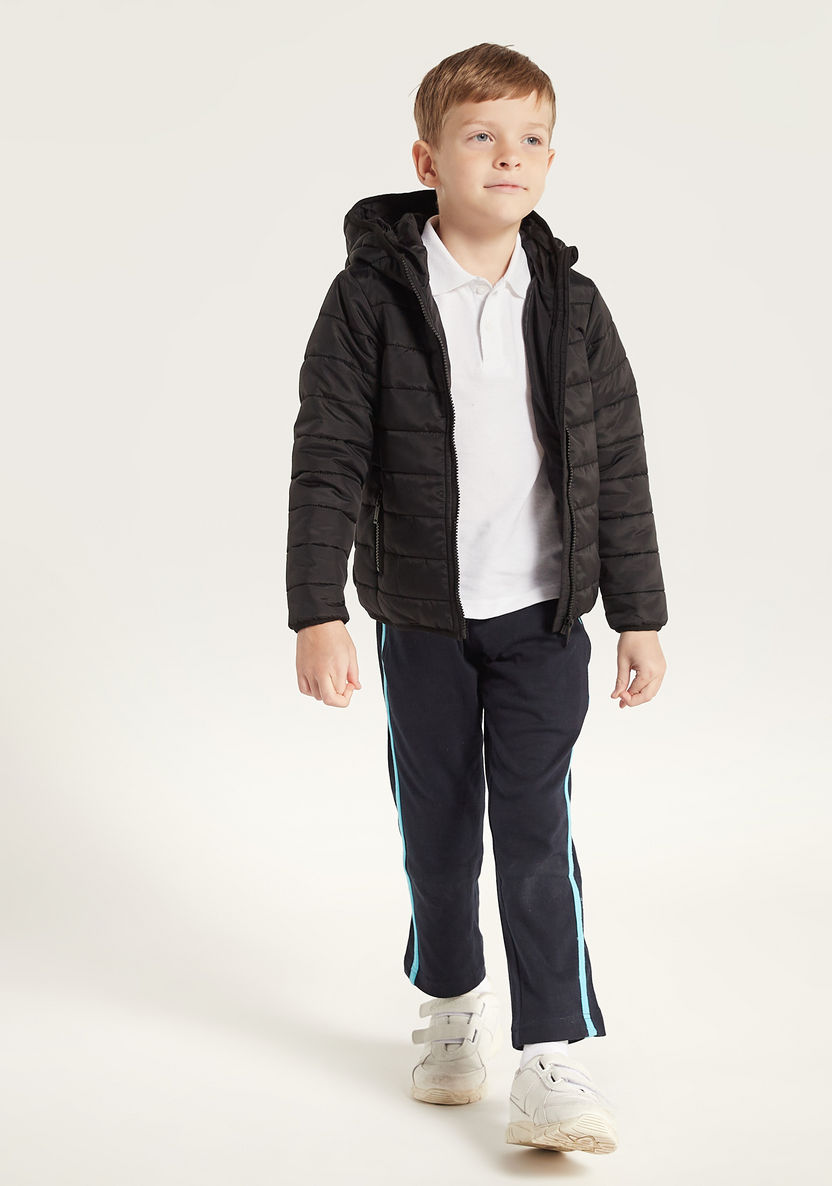 Juniors Quilted Hooded Jacket with Long Sleeves and Pockets-Coats and Jackets-image-1