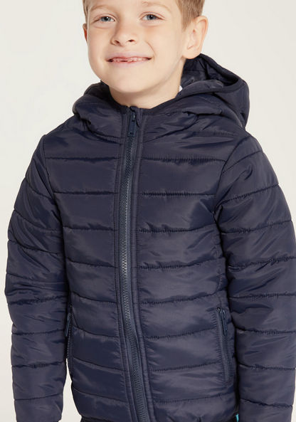Juniors Quilted Hooded Jacket with Long Sleeves and Pockets-Coats and Jackets-image-2
