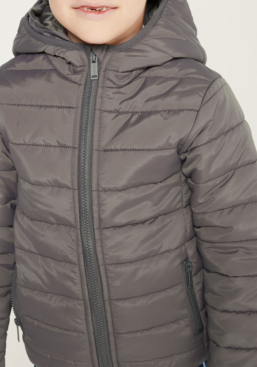 Juniors Quilted Hooded Jacket with Long Sleeves and Pockets-Coats and Jackets-image-2
