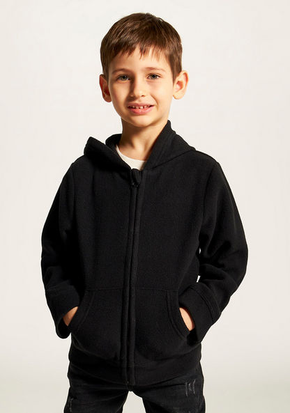 Juniors Solid Zippered Jacket with Long Sleeves and Hood-Coats and Jackets-image-1