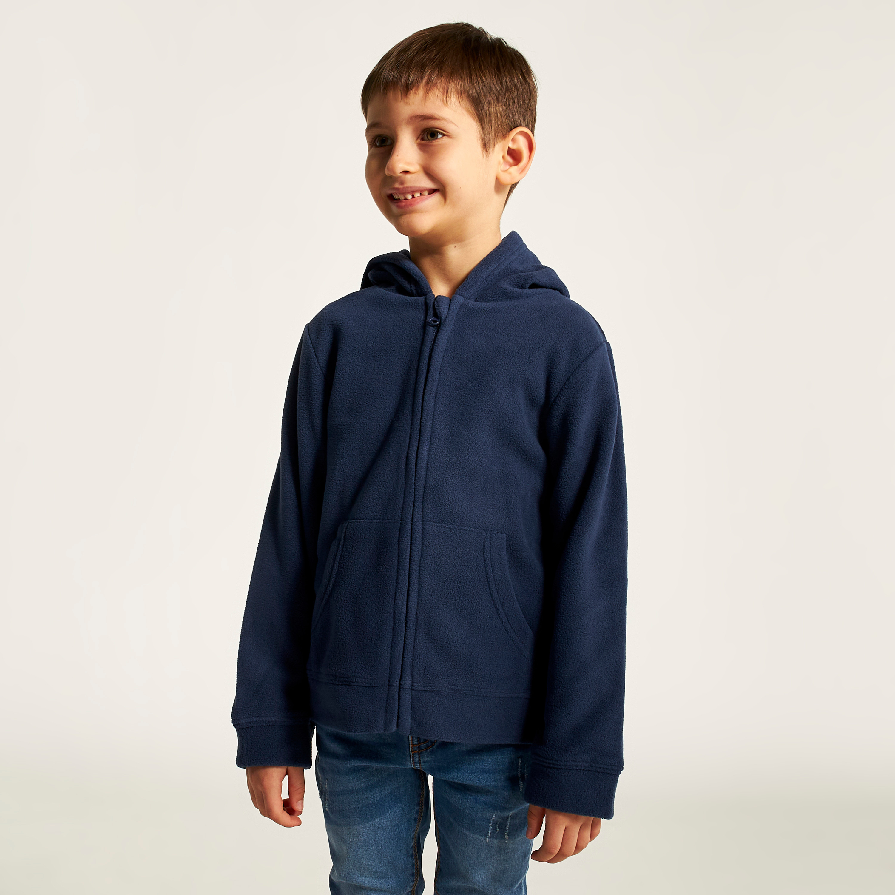 Juniors Solid Zippered Jacket with Long Sleeves and Hood-boys-clothing-jacketsandcoats-image-1