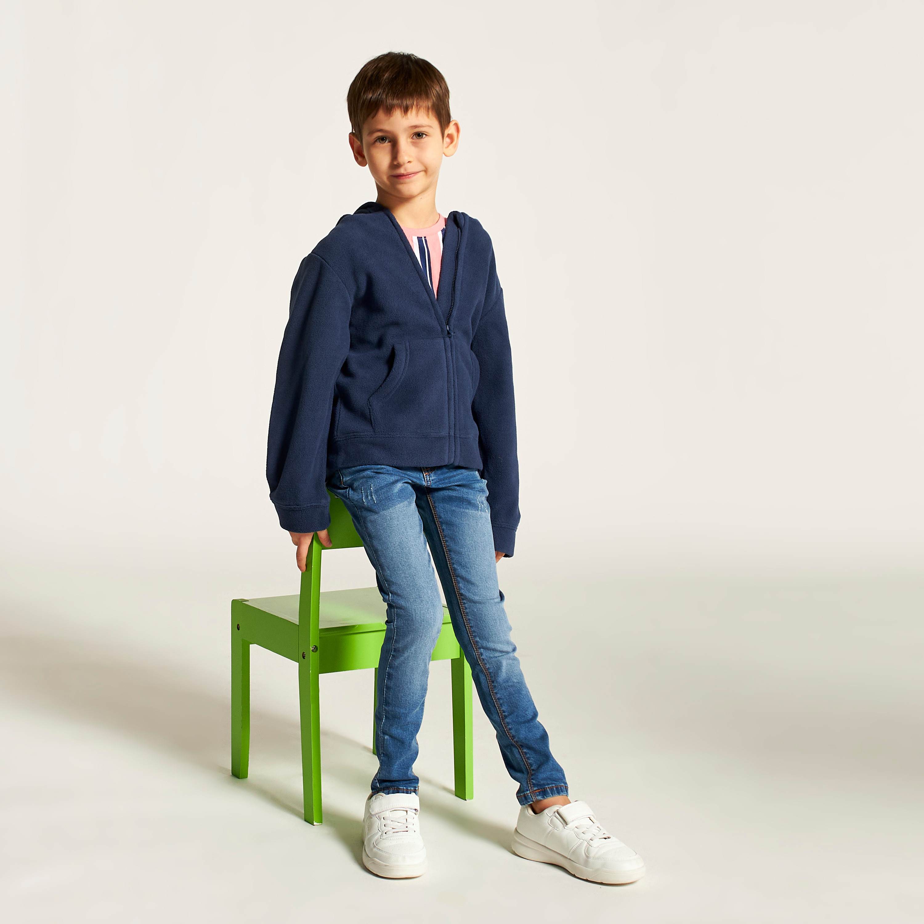 Juniors Solid Zippered Jacket with Long Sleeves and Hood-boys-clothing-jacketsandcoats-image-2