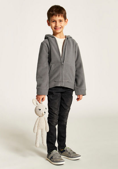 Juniors Solid Zippered Jacket with Long Sleeves and Hood-Coats and Jackets-image-0