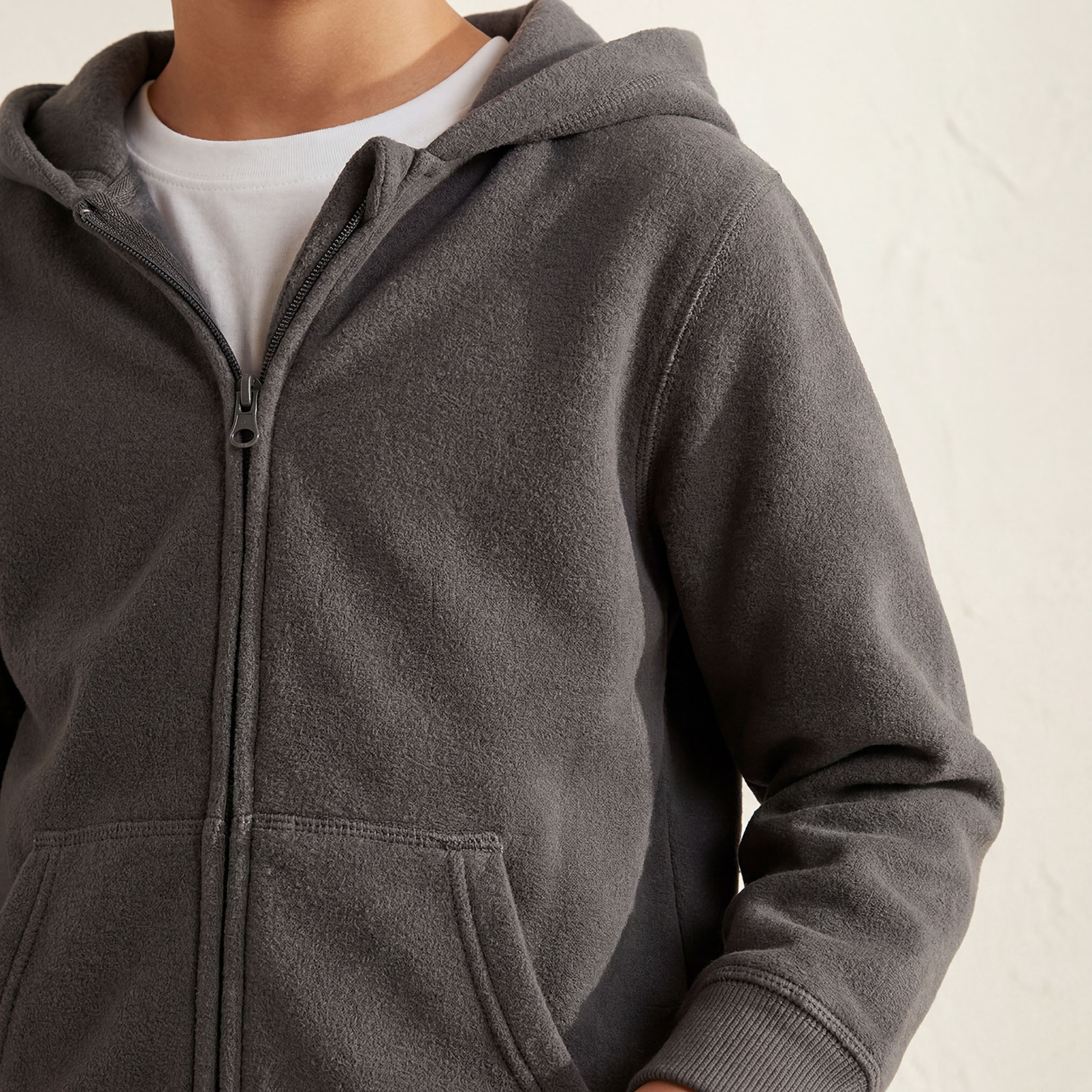 Juniors Solid Zippered Jacket with Long Sleeves and Hood-boys-clothing-jacketsandcoats-image-6