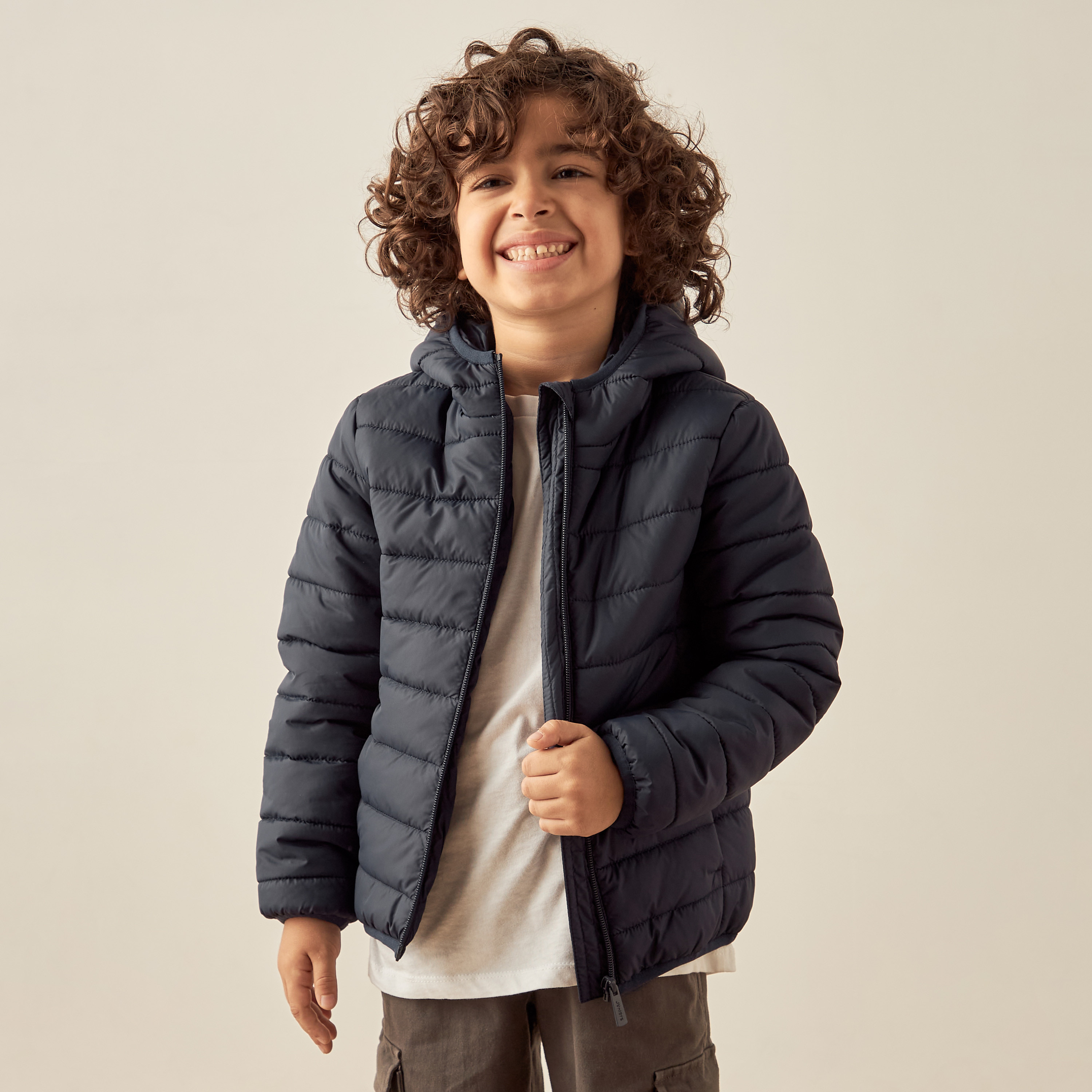 جاكيت مبطّن بأكمام طويلة وقبّعة بسحّاب إغلاق من جونيورز-boys-clothing-jacketsandcoats-image-1