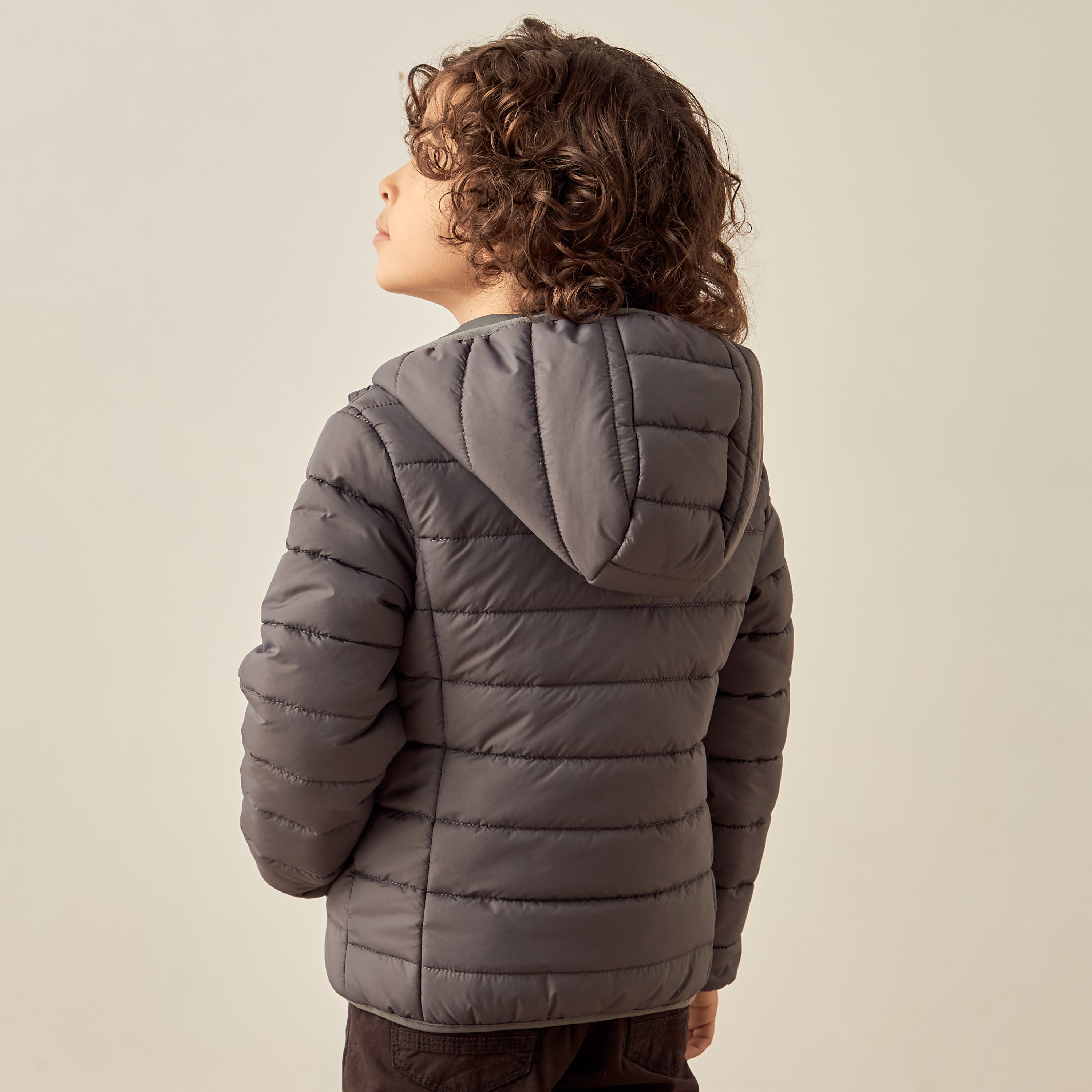 Juniors Quilted Hooded Jacket with Long Sleeves and Zip Closure-boys-clothing-schoolwear-jacketsandcoats-image-4