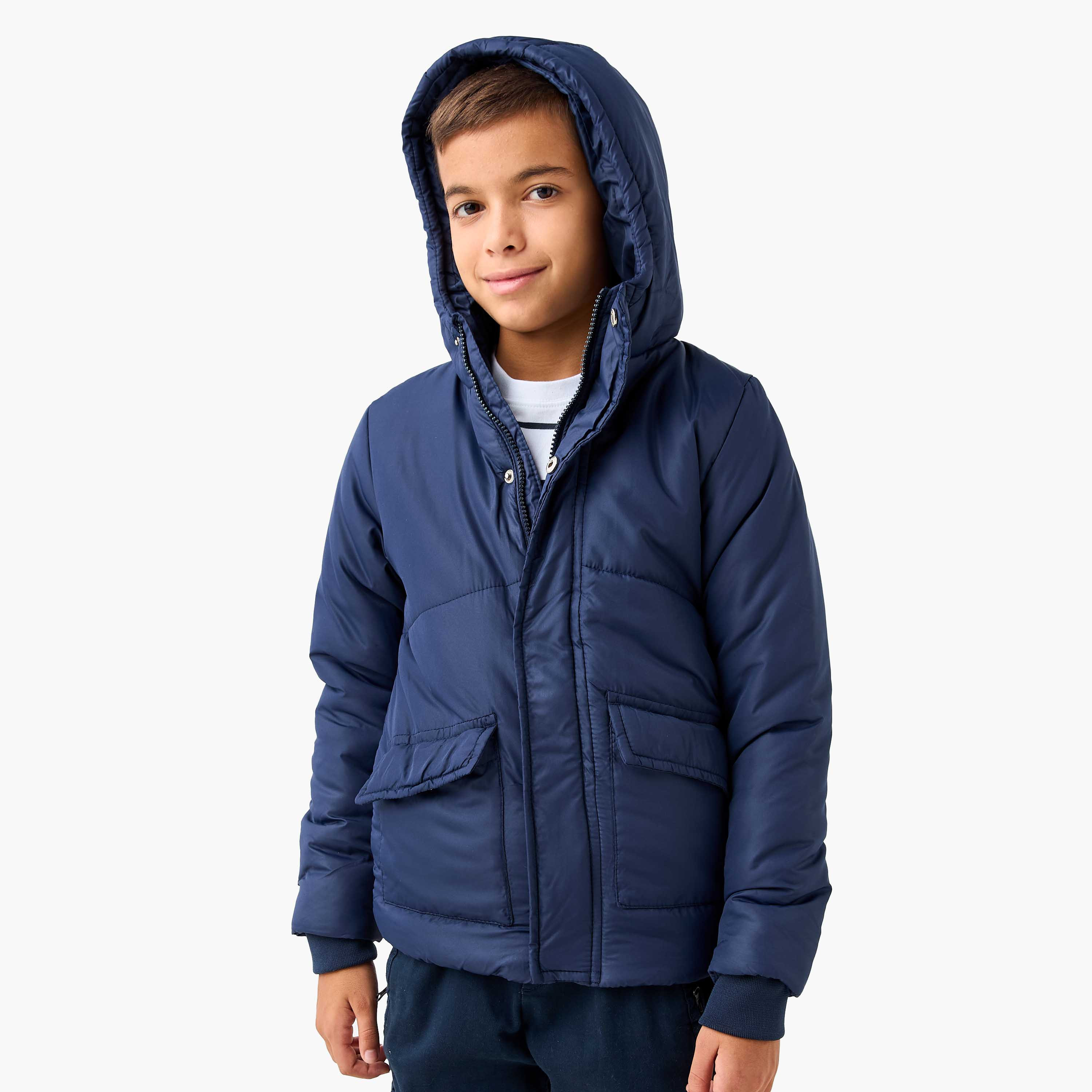 جاكيت سادة بقبعة وأكمام طويلة من جونيورز-boys-clothing-jacketsandcoats-image-4