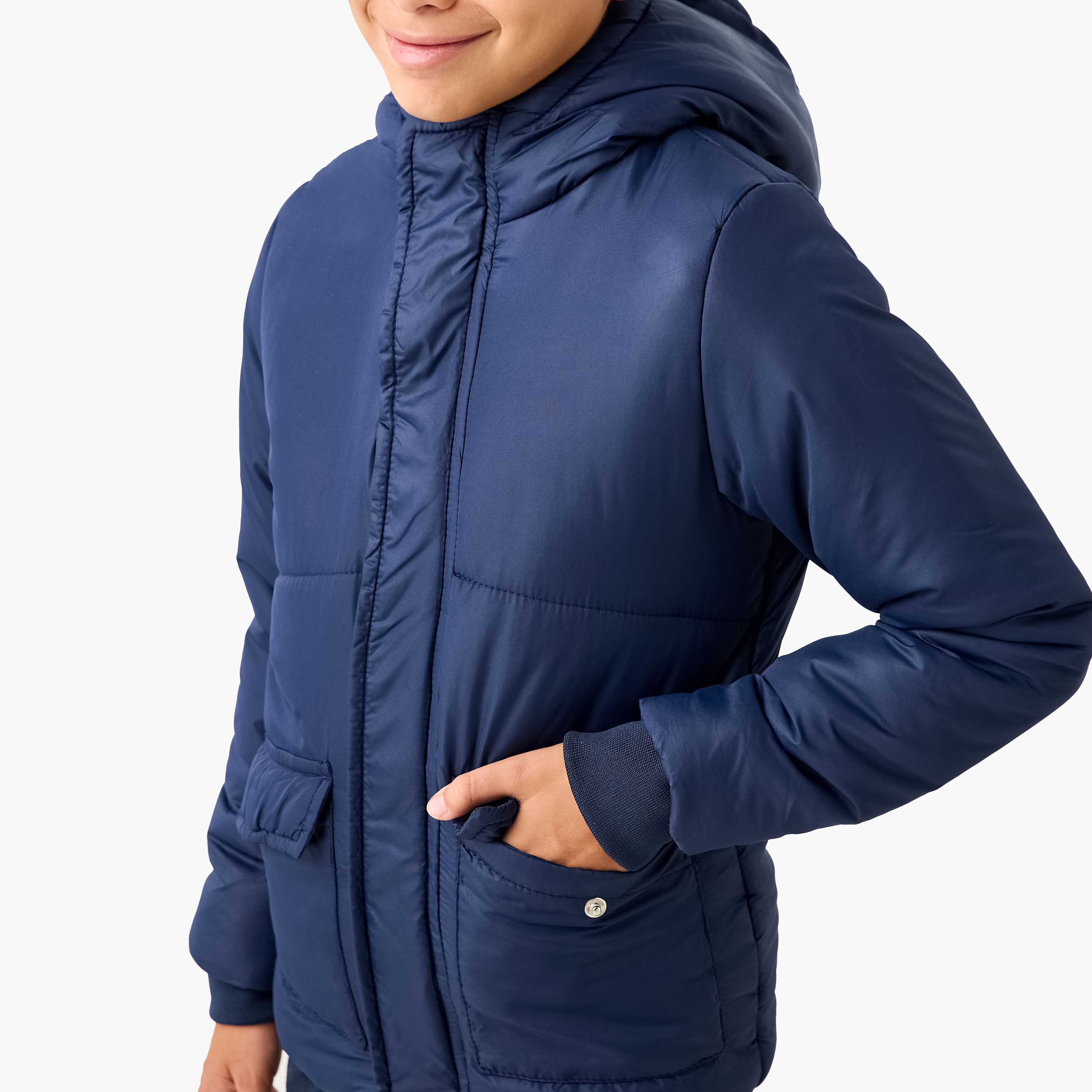 جاكيت سادة بقبعة وأكمام طويلة من جونيورز-boys-clothing-jacketsandcoats-image-1