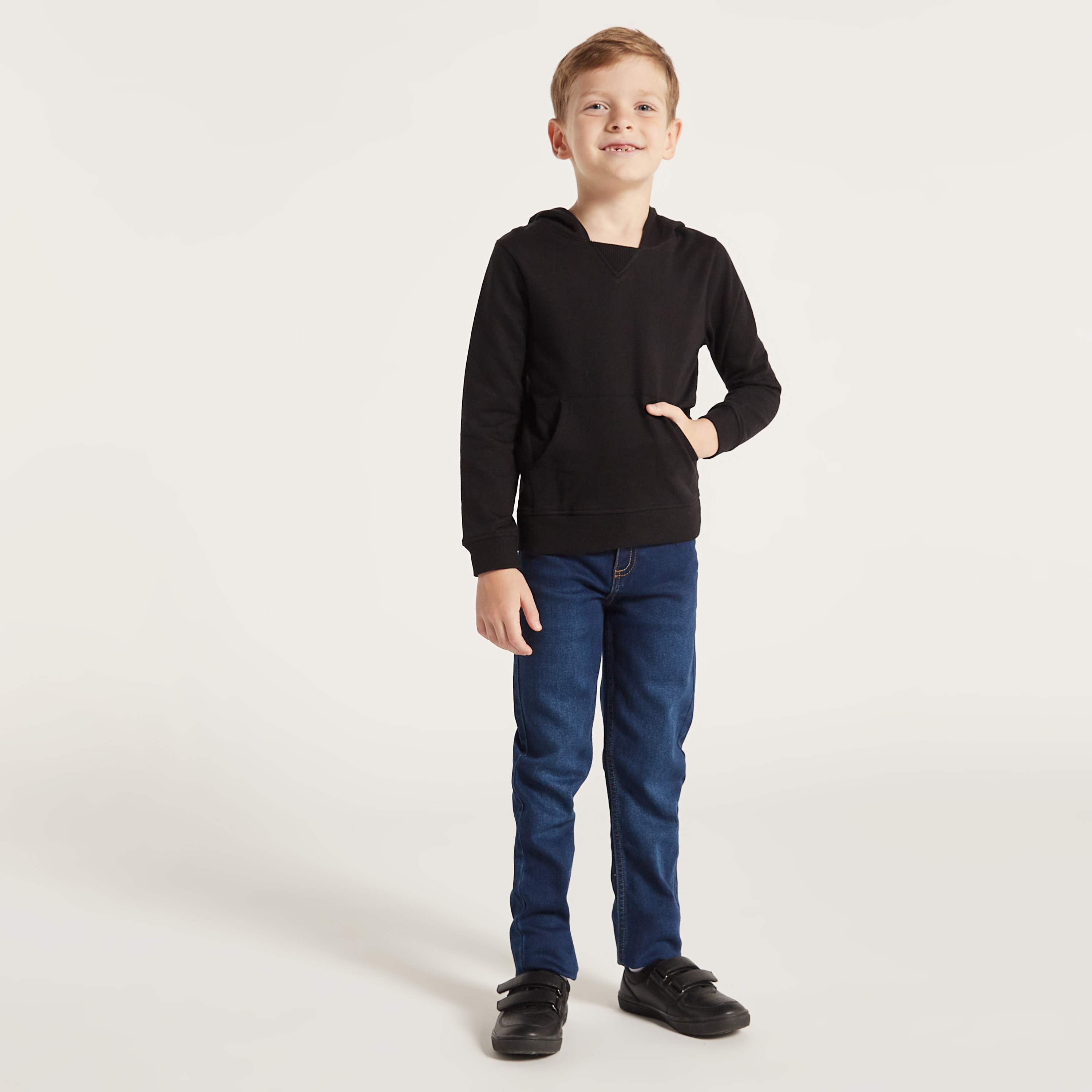 سويت شيرت سادة بقبعّة وجيوب من جونيورز-boys-clothing-sweatshirts-image-3