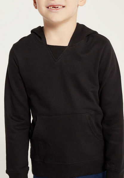 Juniors Solid Hooded Sweatshirt with Pockets