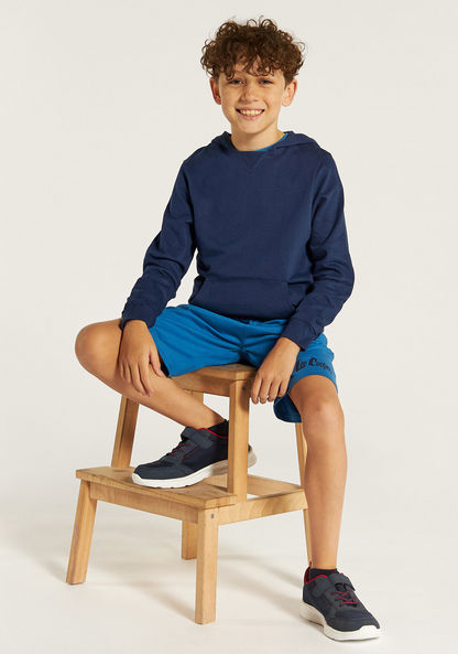 Juniors Solid Hooded Sweatshirt with Pockets