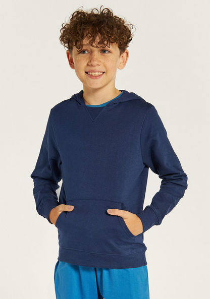 Juniors Solid Hooded Sweatshirt with Pockets-Coats and Jackets-image-1