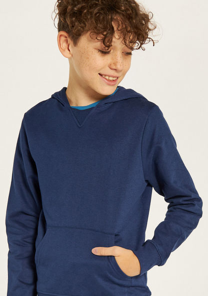 Juniors Solid Hooded Sweatshirt with Pockets-Coats and Jackets-image-2