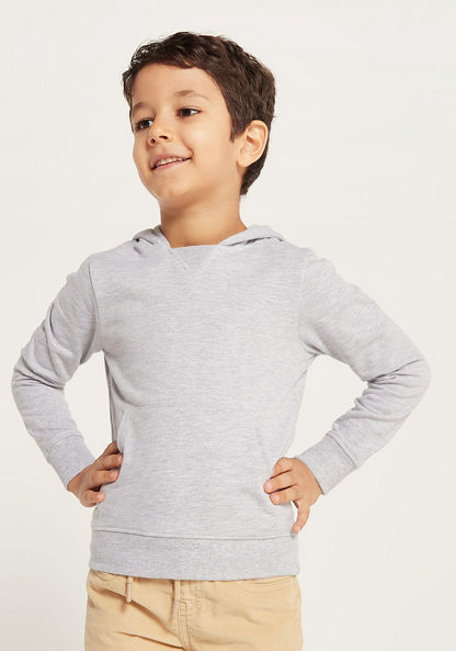 Juniors Solid Hooded Sweatshirt with Pockets-Coats and Jackets-image-1