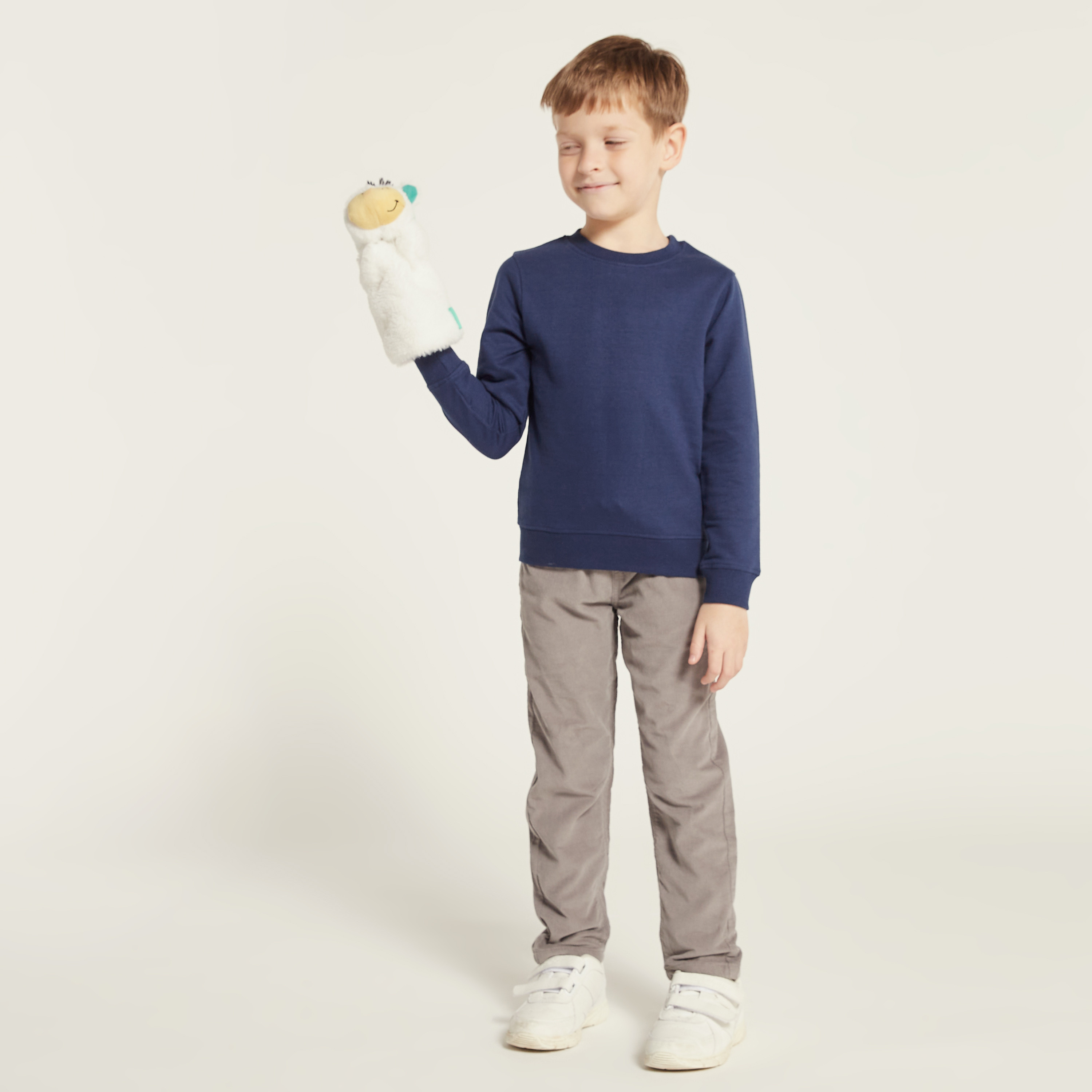 سويت شيرت سادة بياقة مستديرة وأكمام طويلة من جونيورز-boys-clothing-schoolwear-jacketsandcoats-image-2