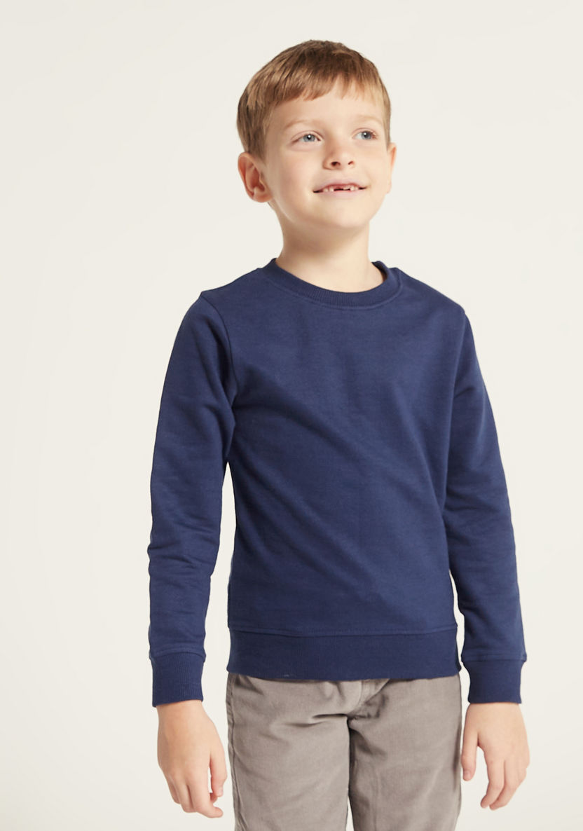 Juniors Solid Sweatshirt with Round Neck and Long Sleeves-Coats and Jackets-image-1