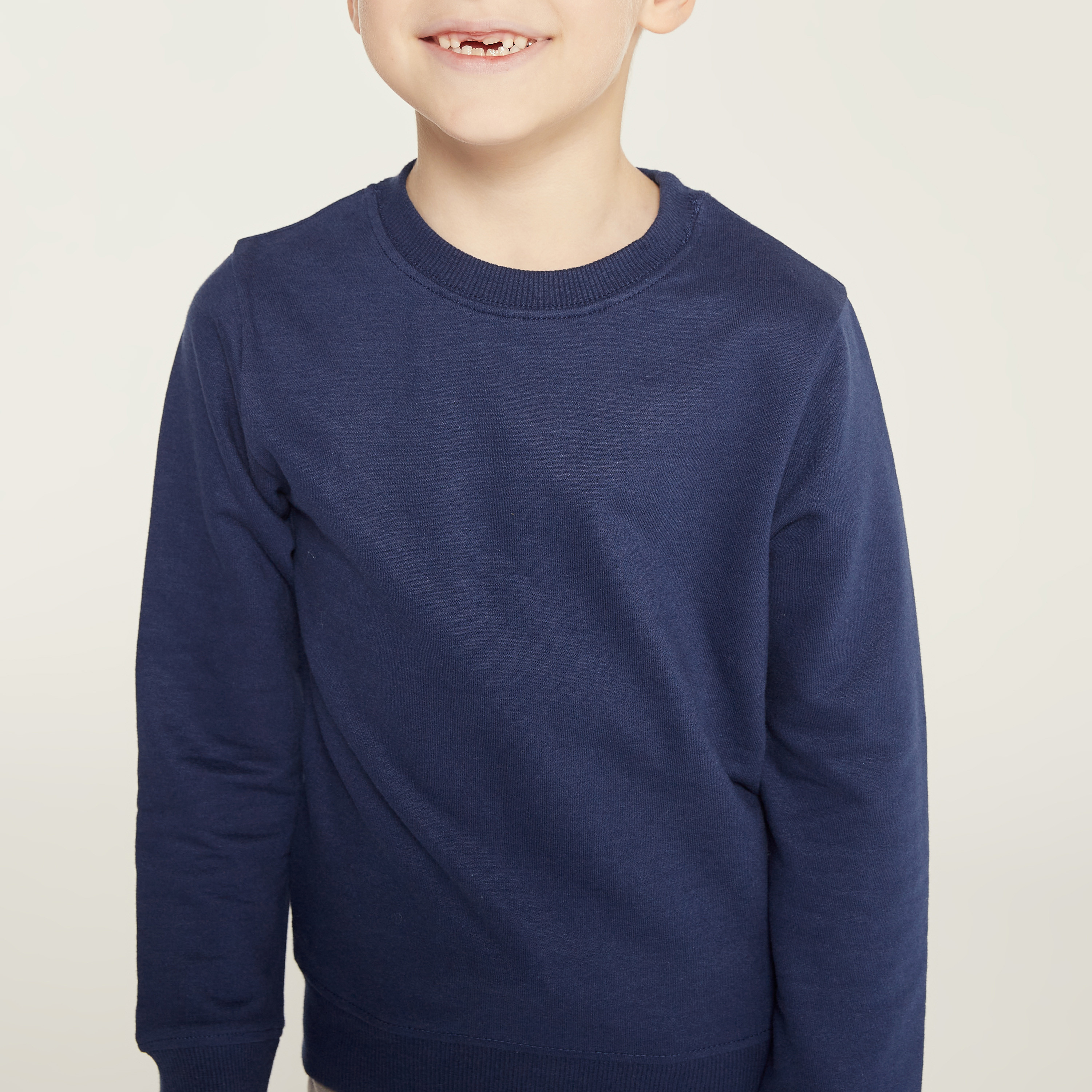 سويت شيرت سادة بياقة مستديرة وأكمام طويلة من جونيورز-boys-clothing-schoolwear-jacketsandcoats-image-3