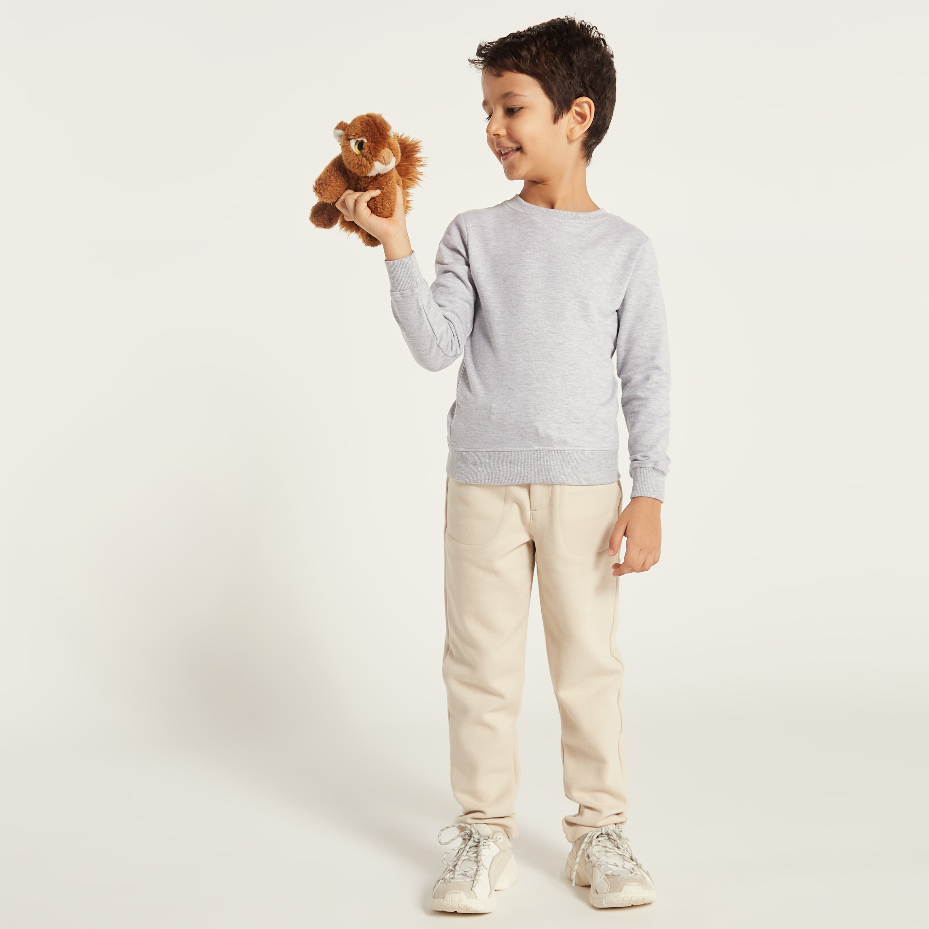 Juniors Solid Sweatshirt with Round Neck and Long Sleeves-boys-clothing-sweatshirts-image-2