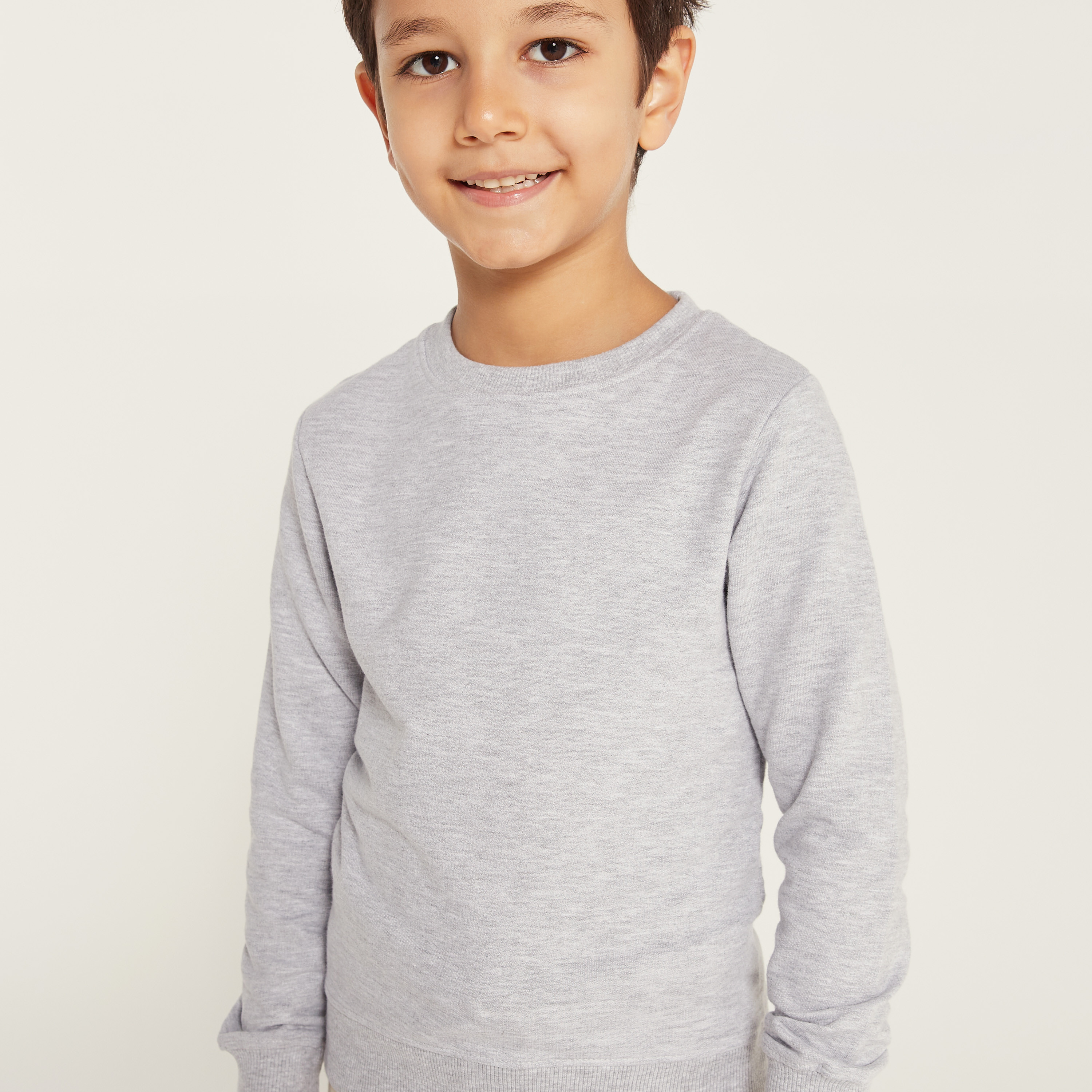Juniors Solid Sweatshirt with Round Neck and Long Sleeves-boys-clothing-sweatshirts-image-3