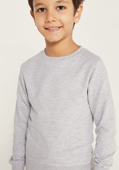 Juniors Solid Sweatshirt with Round Neck and Long Sleeves