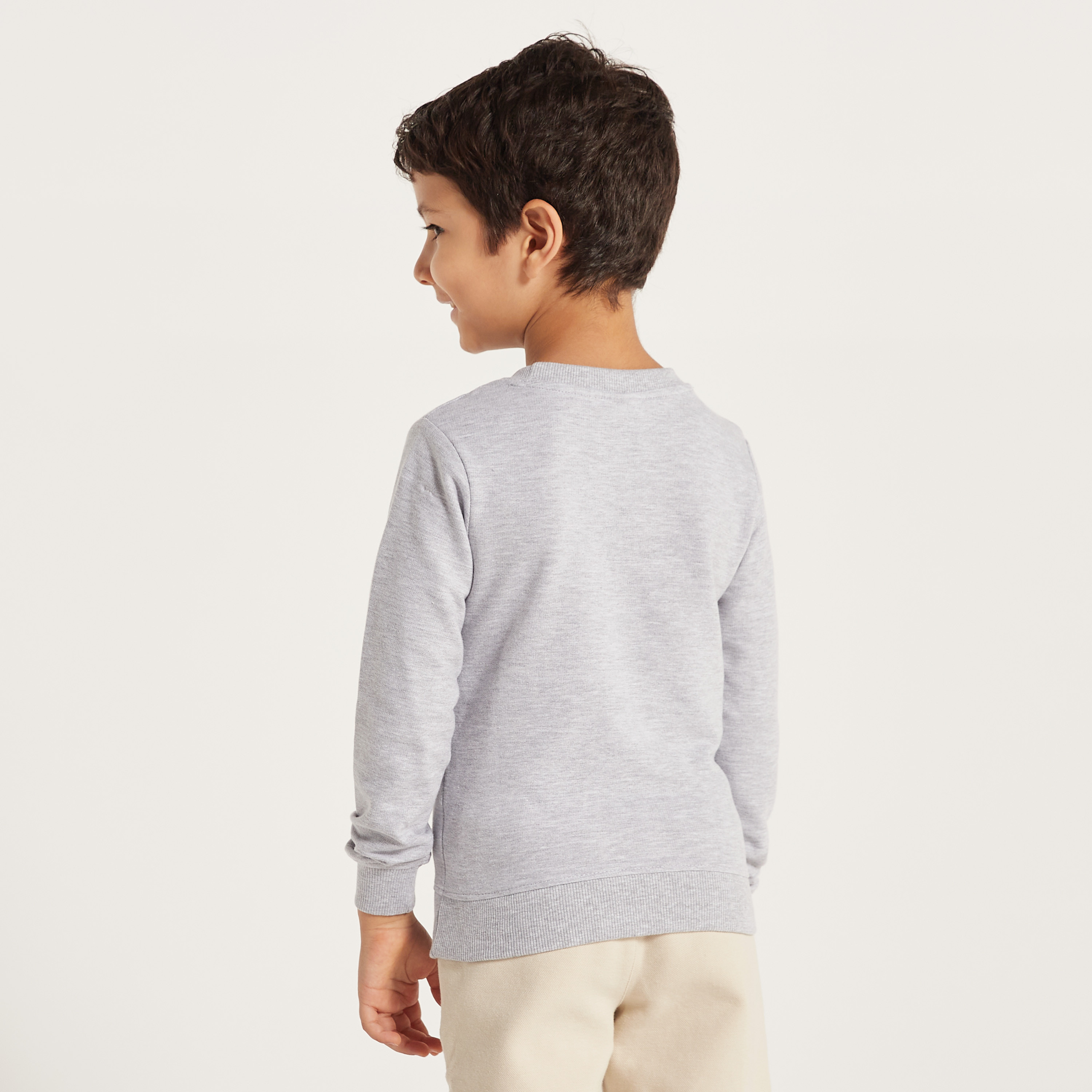 Juniors Solid Sweatshirt with Round Neck and Long Sleeves-boys-clothing-sweatshirts-image-4