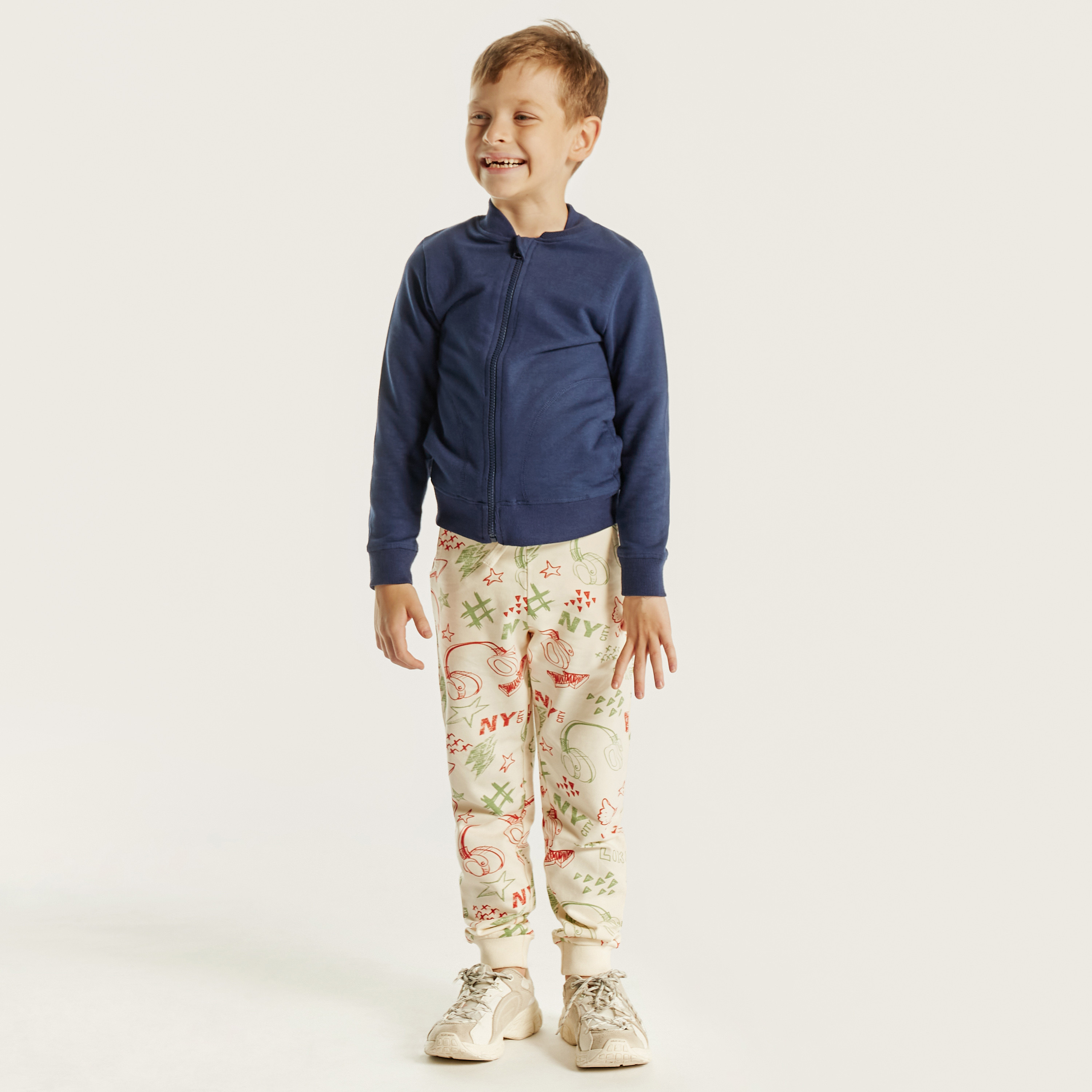 Juniors Solid Zip Through Jacket with High Neck and Long Sleeves-boys-clothing-jacketsandcoats-image-2