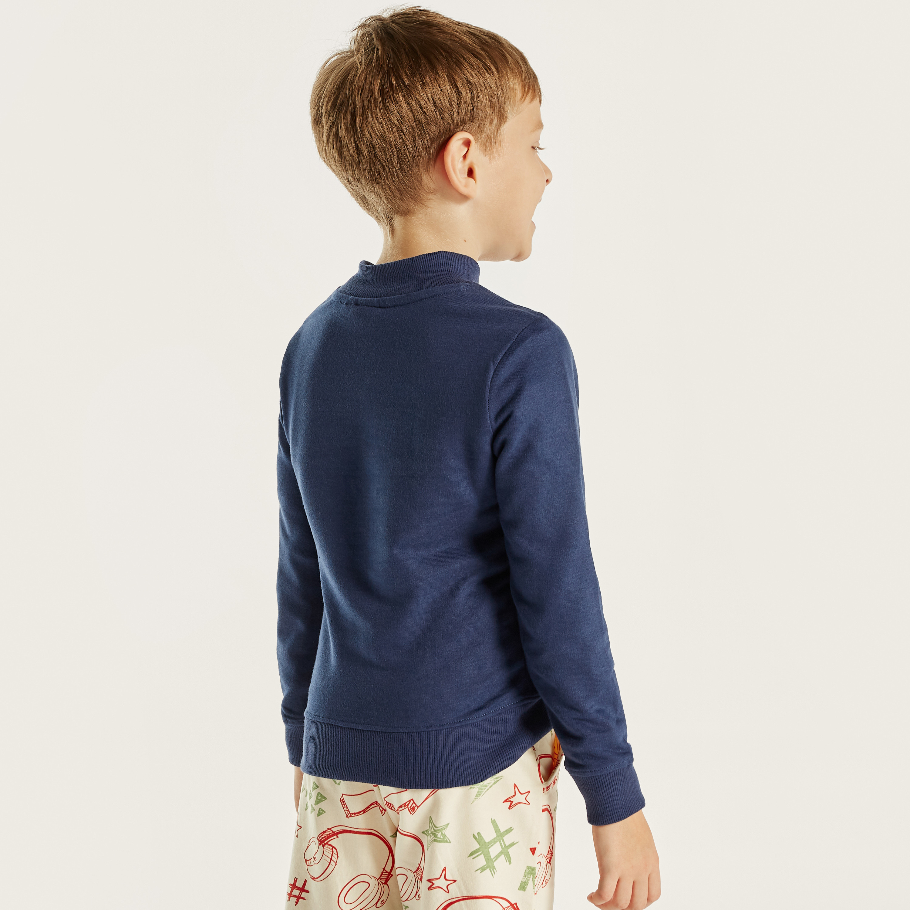 Juniors Solid Zip Through Jacket with High Neck and Long Sleeves-boys-clothing-jacketsandcoats-image-4