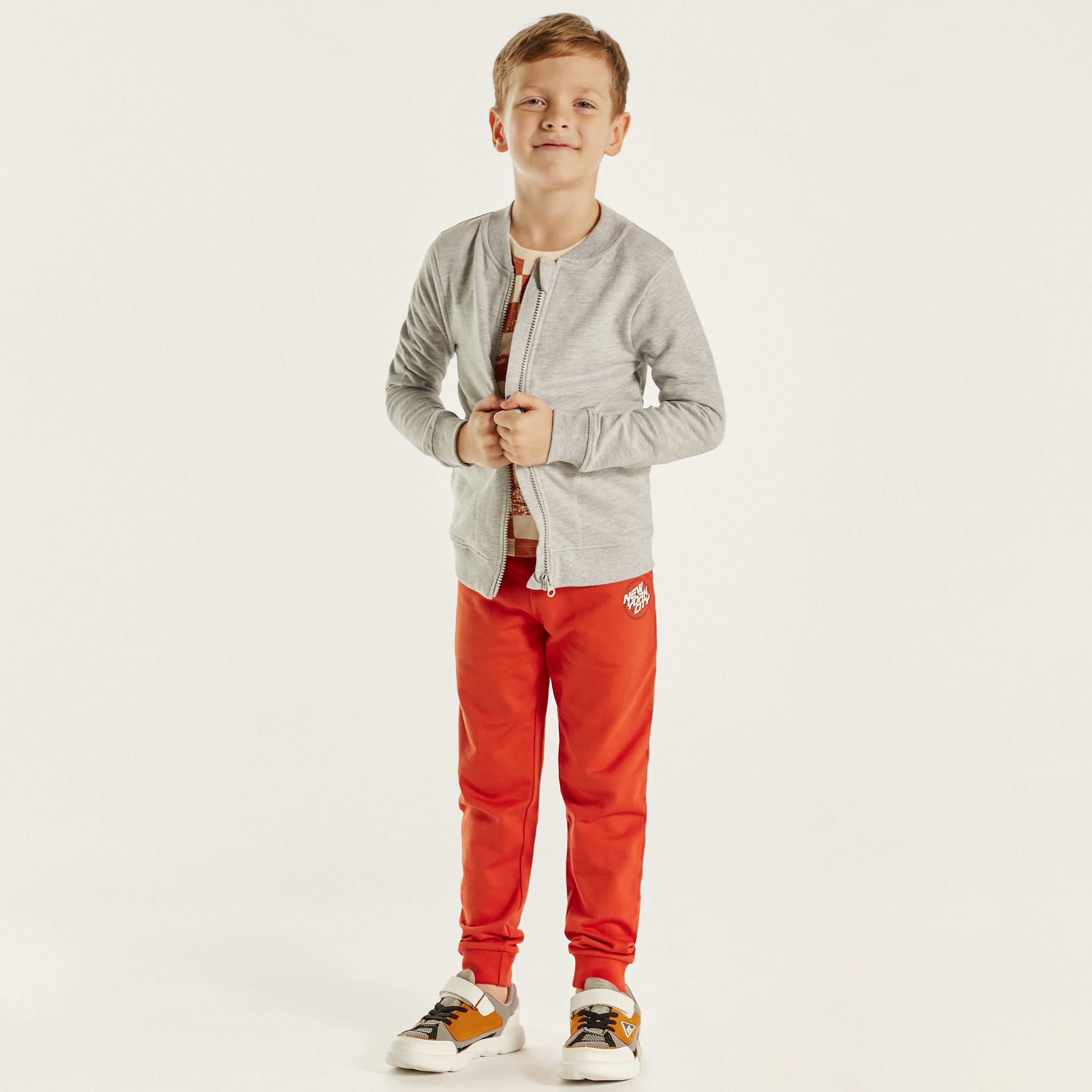 Juniors Solid Zip Through Jacket with High Neck and Long Sleeves-boys-clothing-jacketsandcoats-image-2