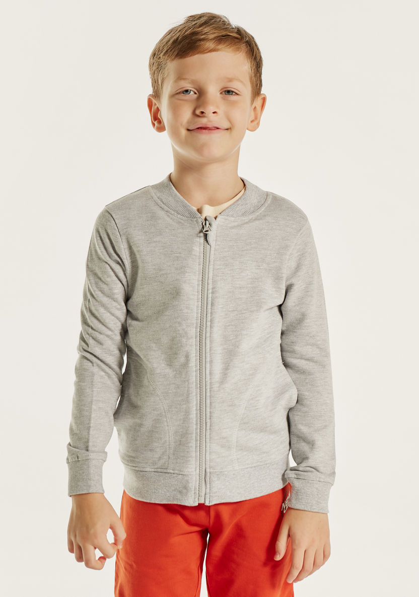 Juniors Solid Zip Through Jacket with High Neck and Long Sleeves-Coats and Jackets-image-1