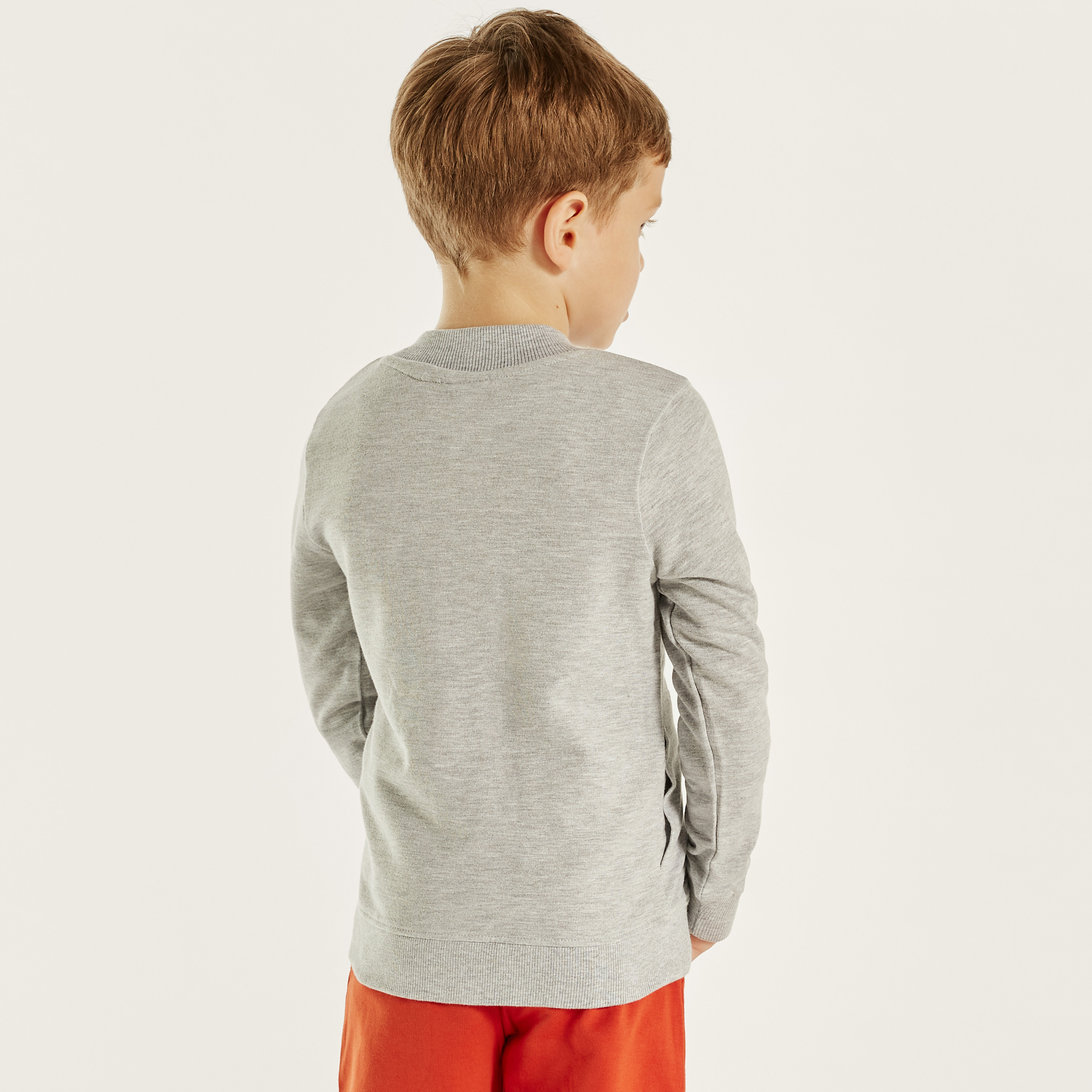 Juniors Solid Zip Through Jacket with High Neck and Long Sleeves-boys-clothing-jacketsandcoats-image-4