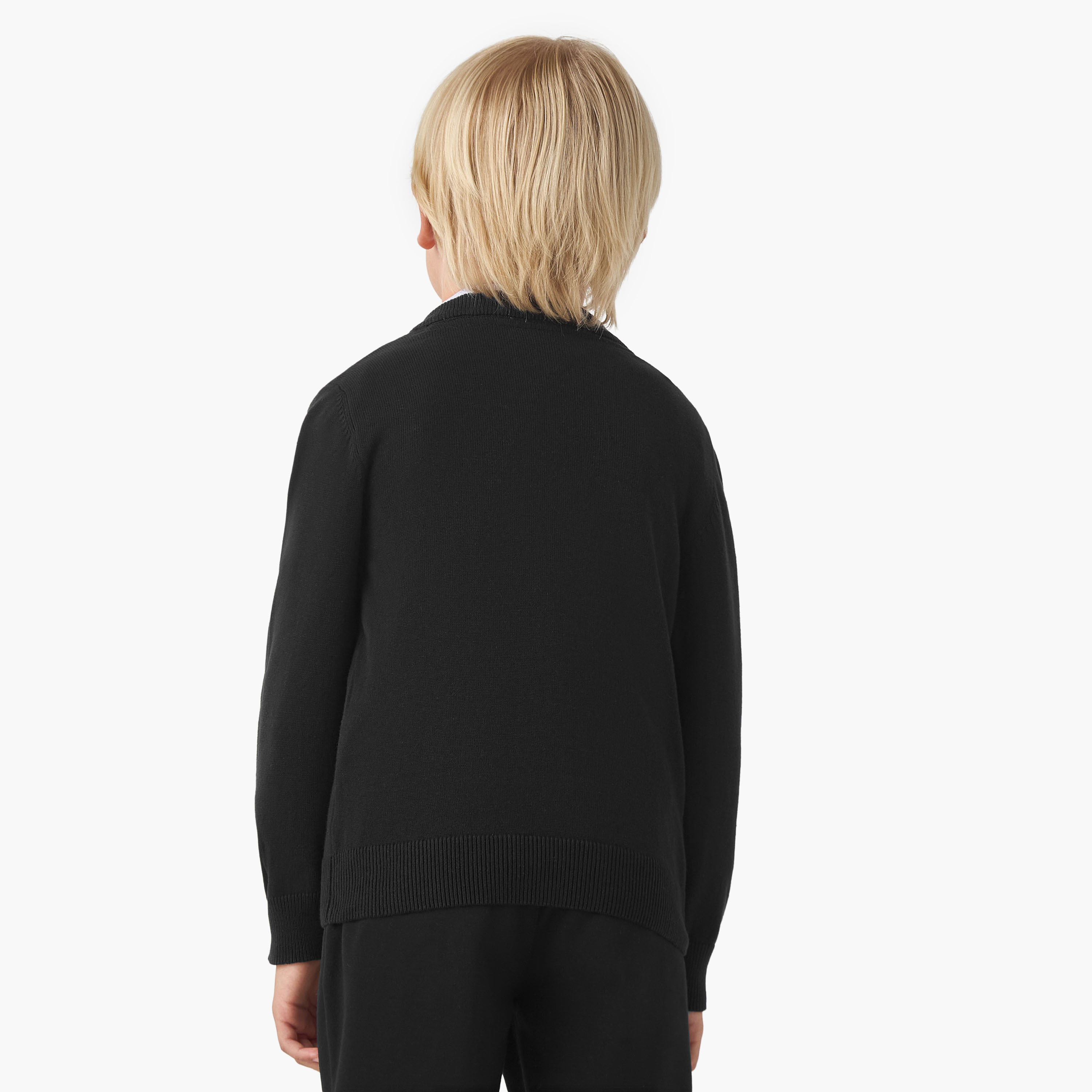 Juniors Solid Sweater with V-neck and Long Sleeves-boys-clothing-jumpersandcardigans-image-3