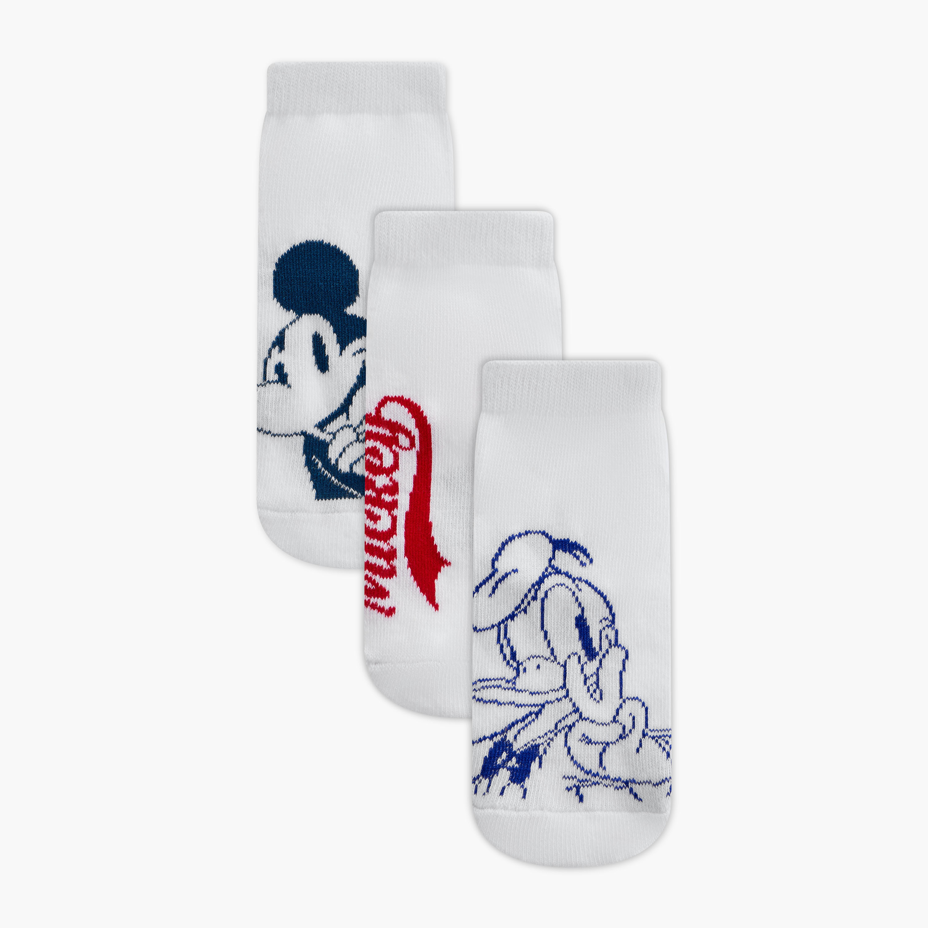 Disney Mickey Mouse and Donald Duck Print Ankle Length Socks - Set of 3-boys-accessories-socks-image-1