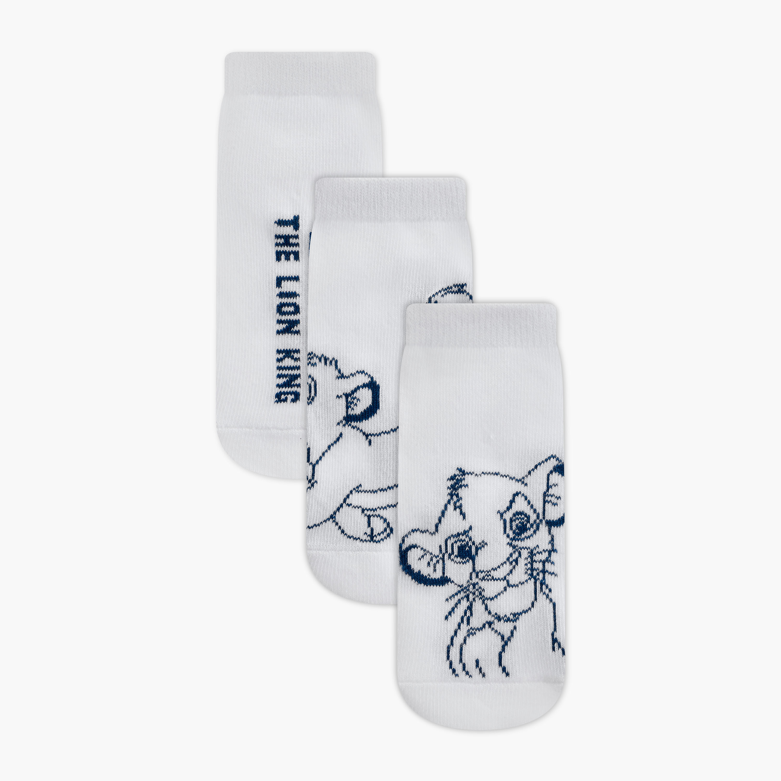 Disney Simba Print Ankle Length Socks - Set of 3-baby-boys-accessories-socks-image-1