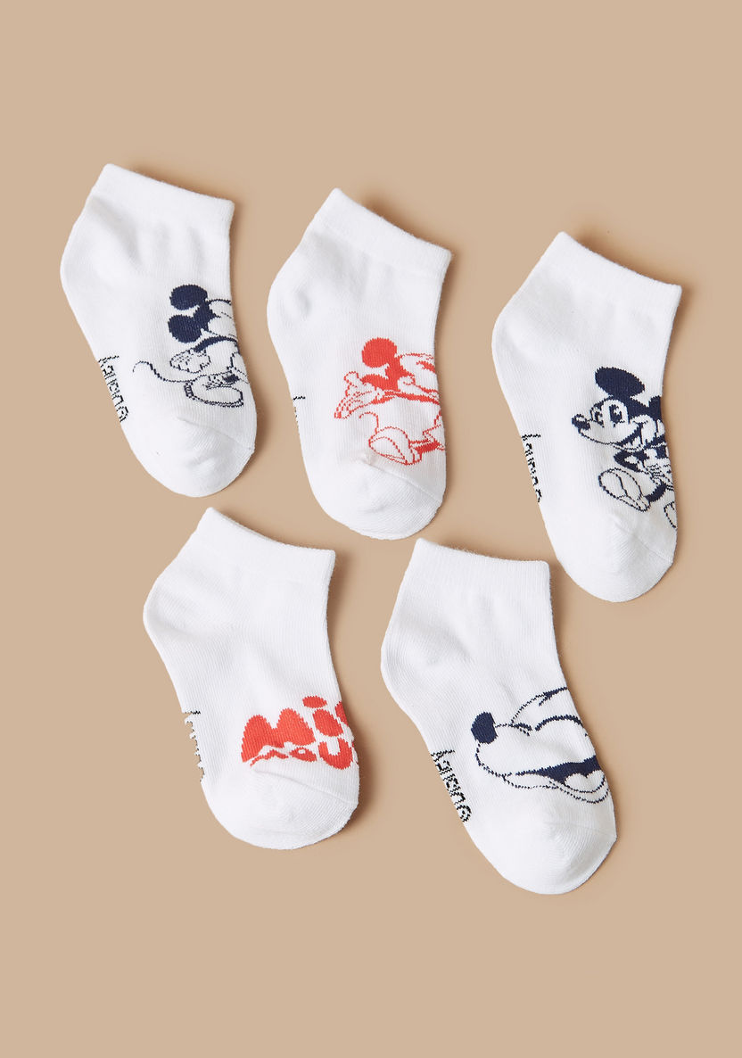 Disney Mickey Mouse Detail Ankle Length Socks - Set of 5-Underwear and Socks-image-0