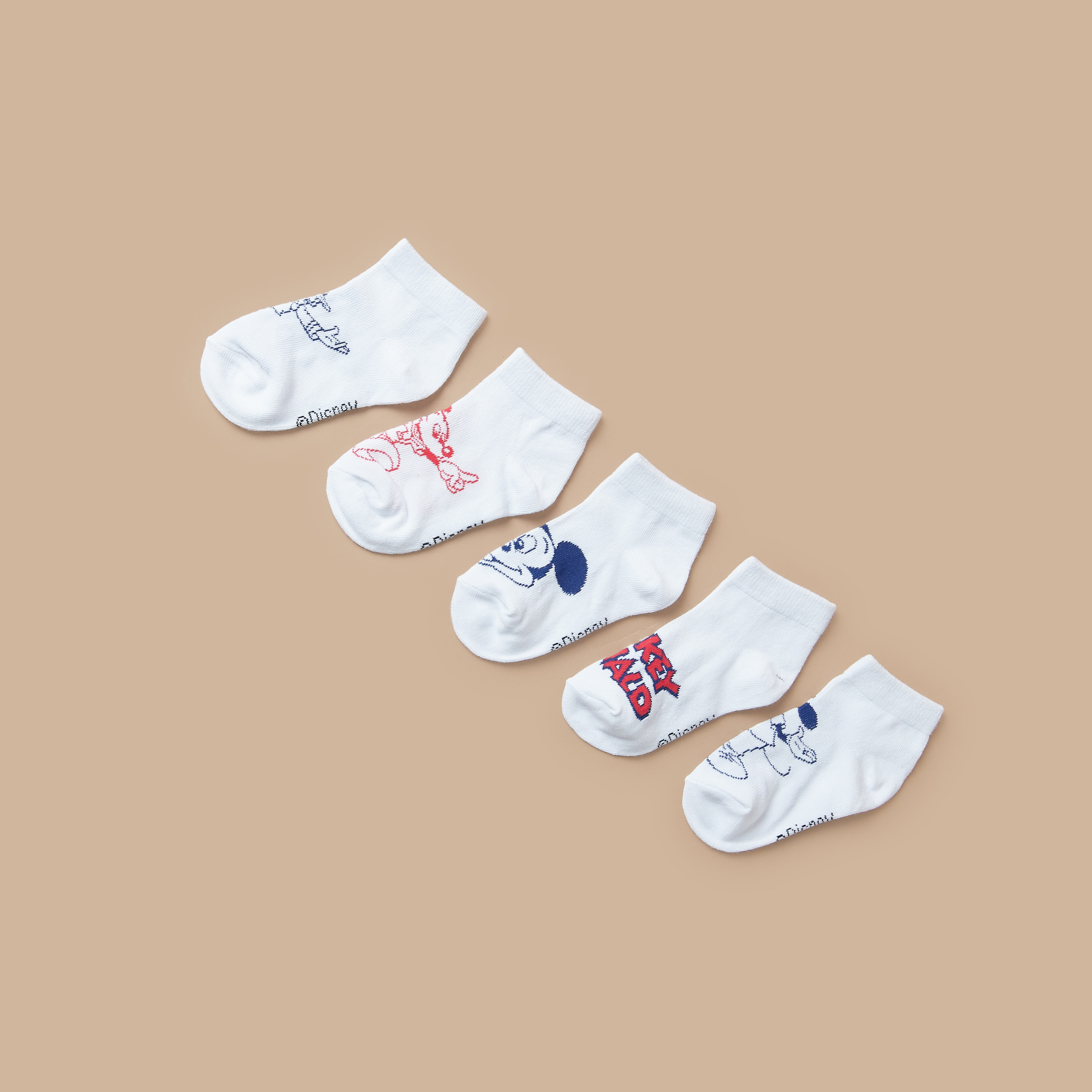 طقم جوارب 5 أزواج بطول الكاحل وطبعات ميكي ماوس من ديزني-boys-accessories-socks-image-1