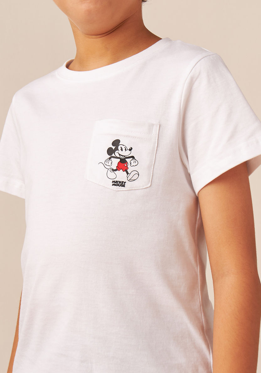 Disney Mickey Mouse Print T-shirt with Pocket and Short Sleeves-Tops-image-2
