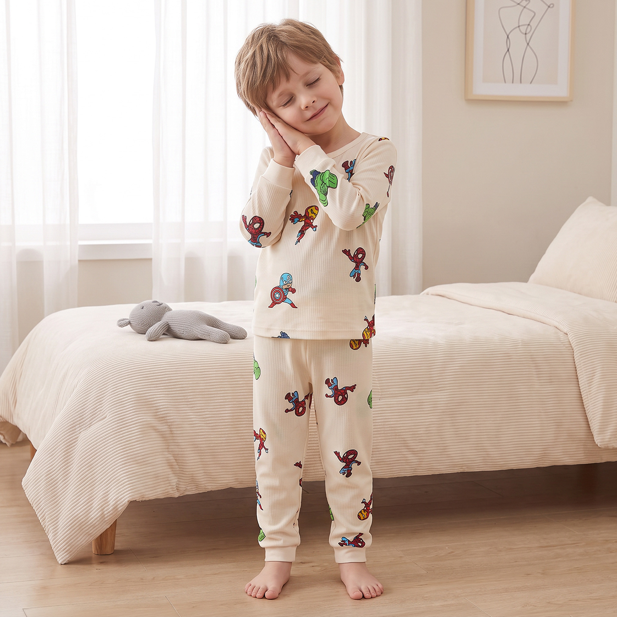 طقم حراري بأكمام طويلة وياقة ضيقة وطبعات أفنجرز-baby-boys-clothing-winterwear-thermalsets-image-1