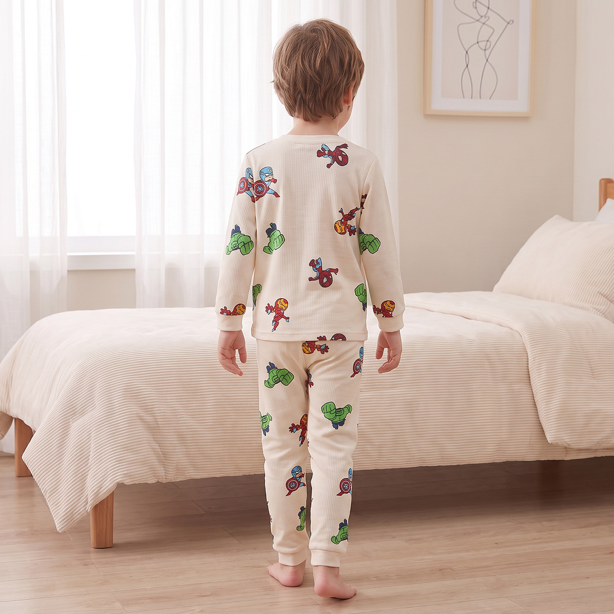 طقم حراري بأكمام طويلة وياقة ضيقة وطبعات أفنجرز-baby-boys-clothing-winterwear-thermalsets-image-2