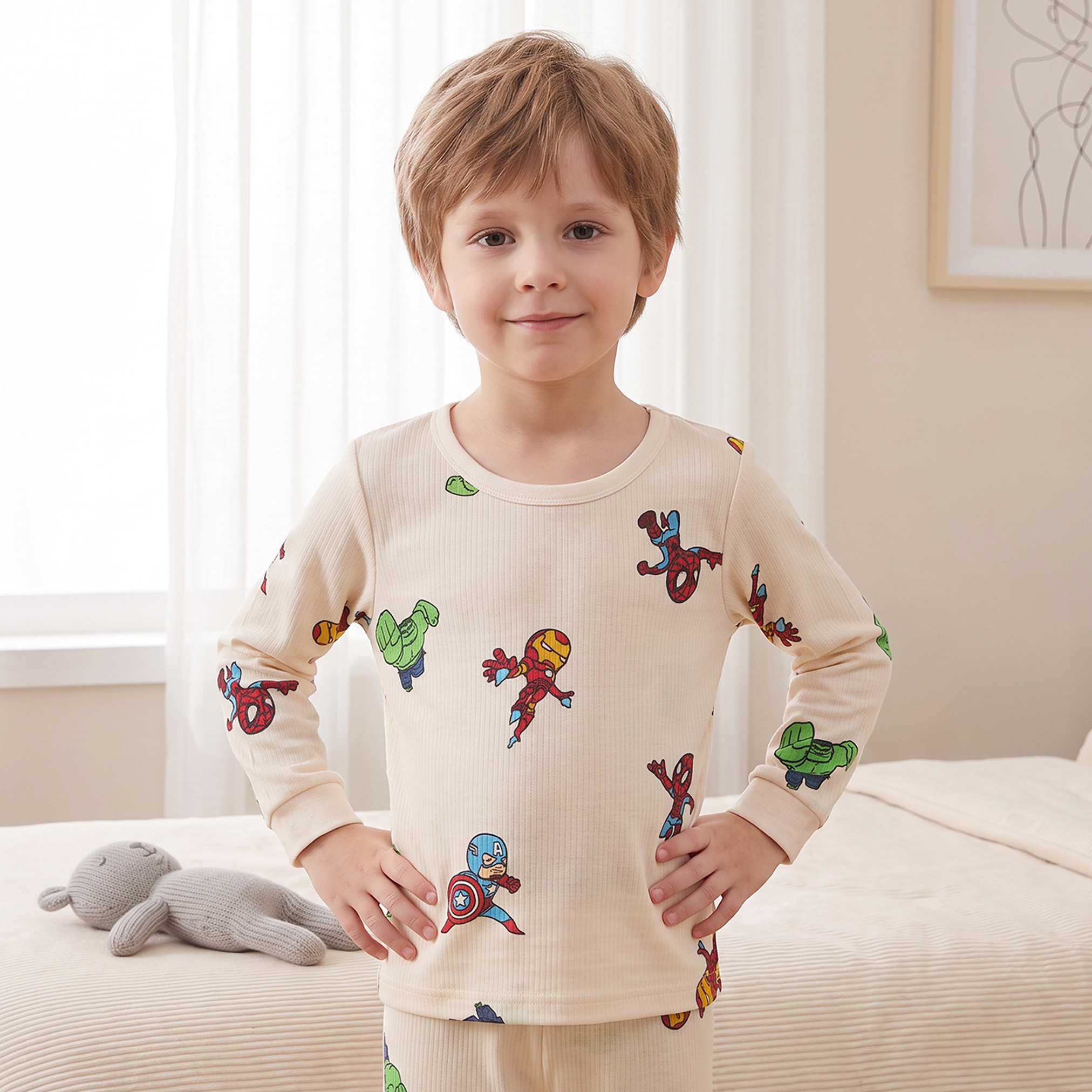 طقم حراري بأكمام طويلة وياقة ضيقة وطبعات أفنجرز-baby-boys-clothing-winterwear-thermalsets-image-3