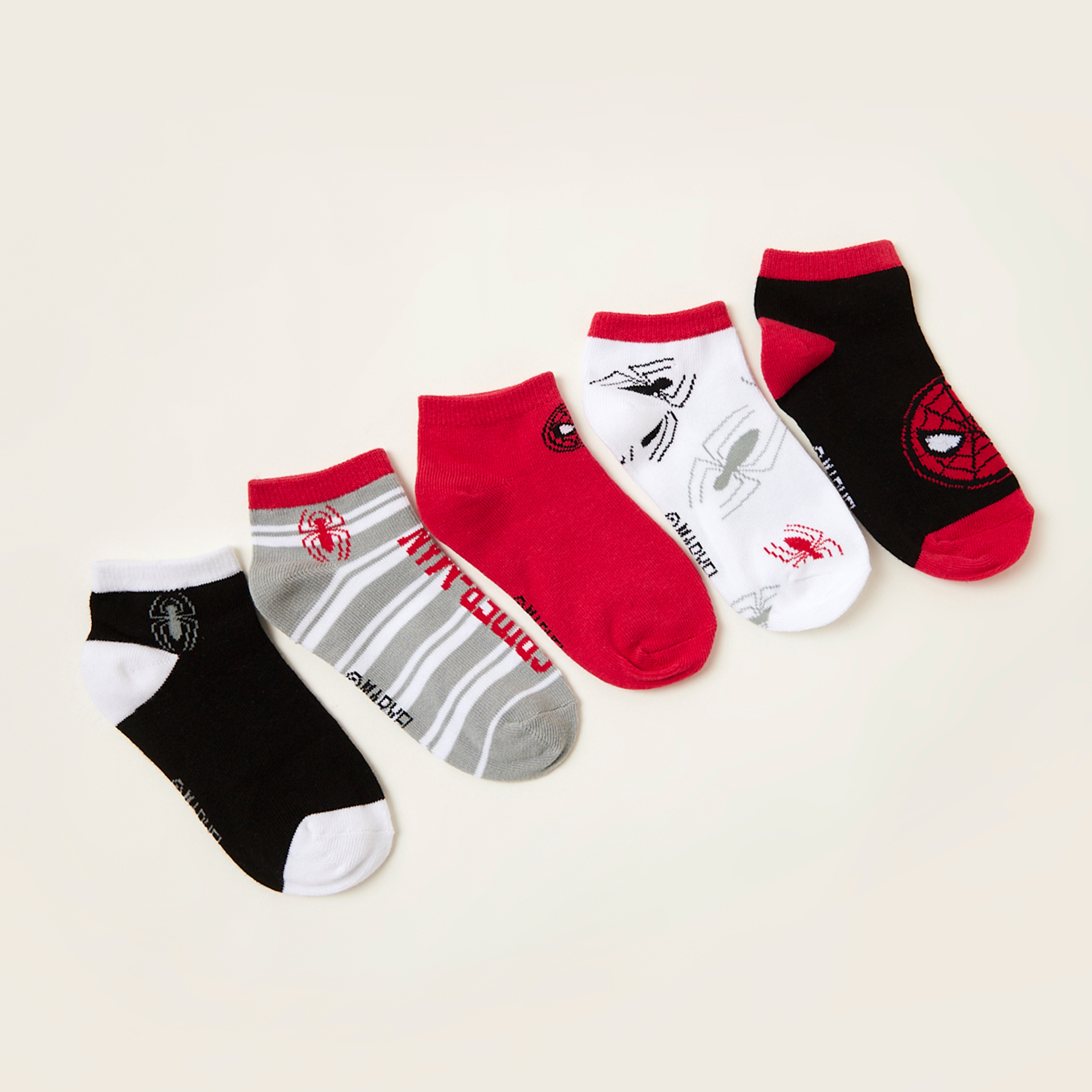 Spiderman Themed Ankle-Length Socks - Set of 5-boys-accessories-socks-image-1